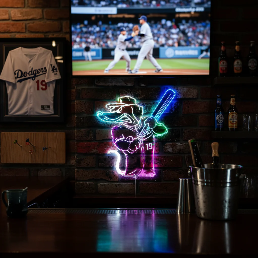 Los Angeles Dodgers Mascot Neon LED Sign with Dynamic RGB Colors - Image 8