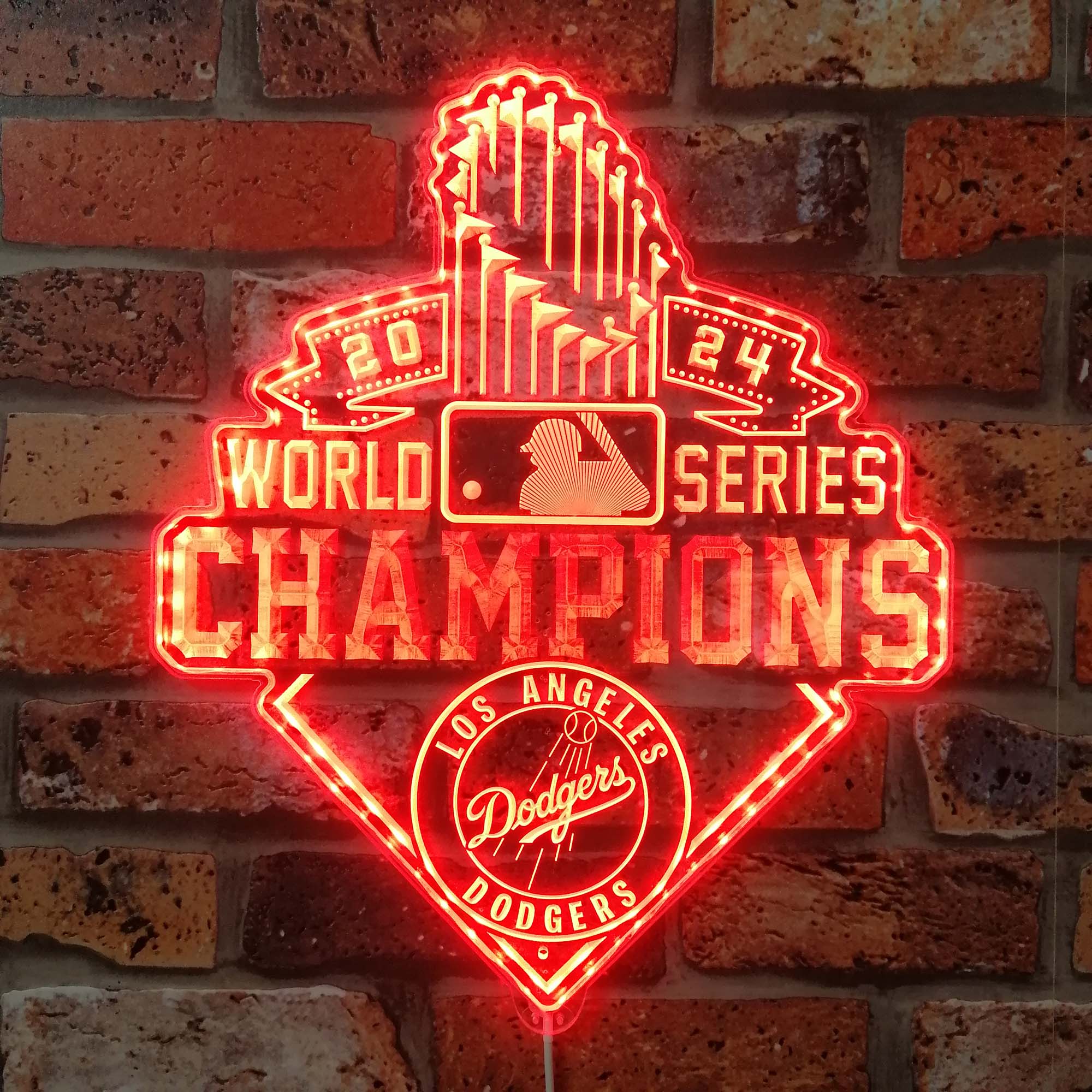 Los Angeles Dodgers World Champions Neon LED Sign with Dynamic RGB Colors - Image 2
