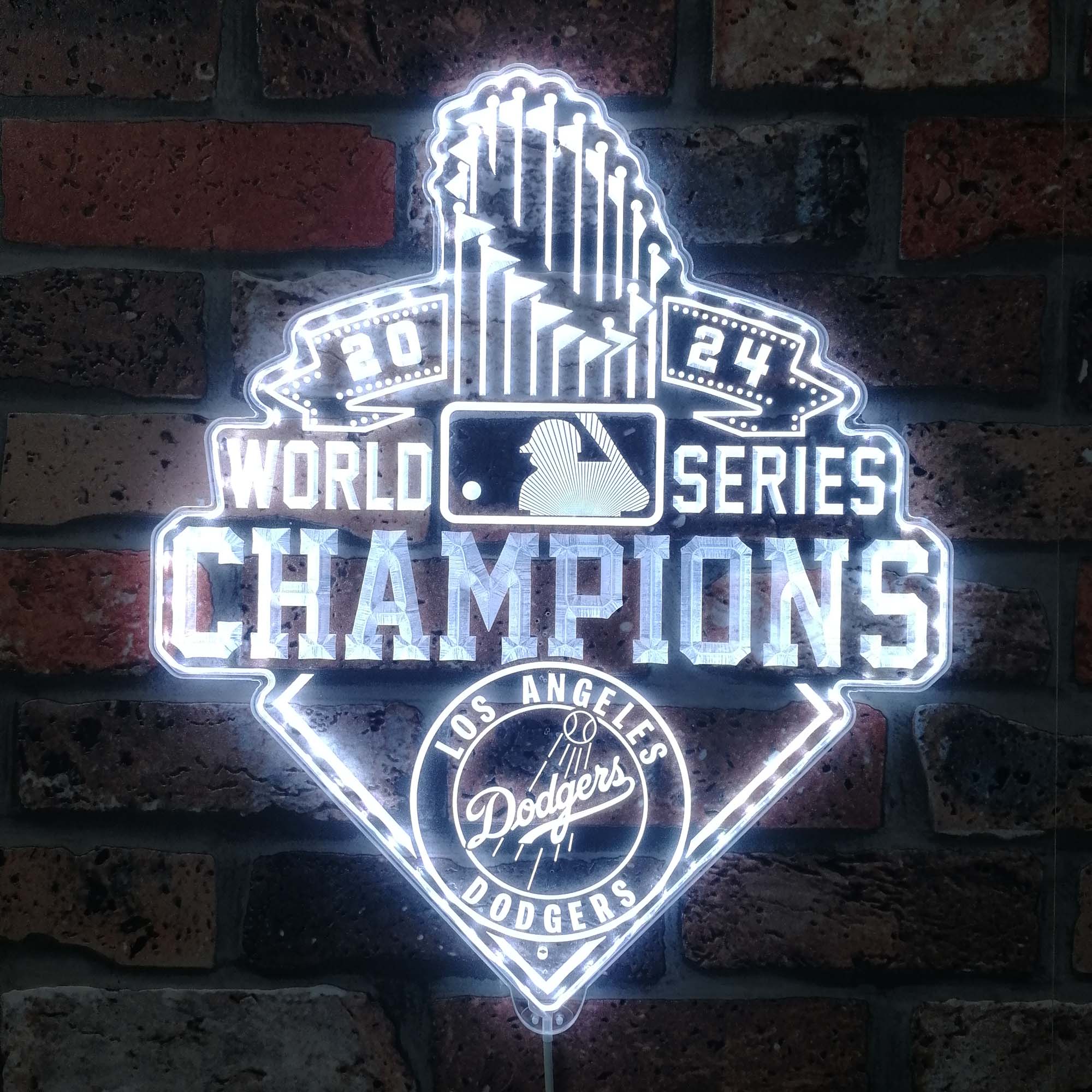 Los Angeles Dodgers World Champions Neon LED Sign with Dynamic RGB Colors - Image 6