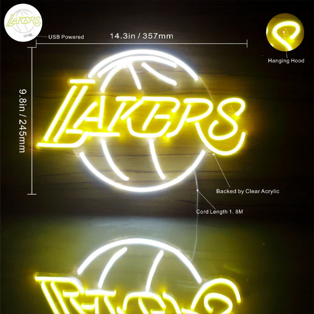 Los Angeles Lakers Logo Handmade Neon Flex LED Sign - Image 2