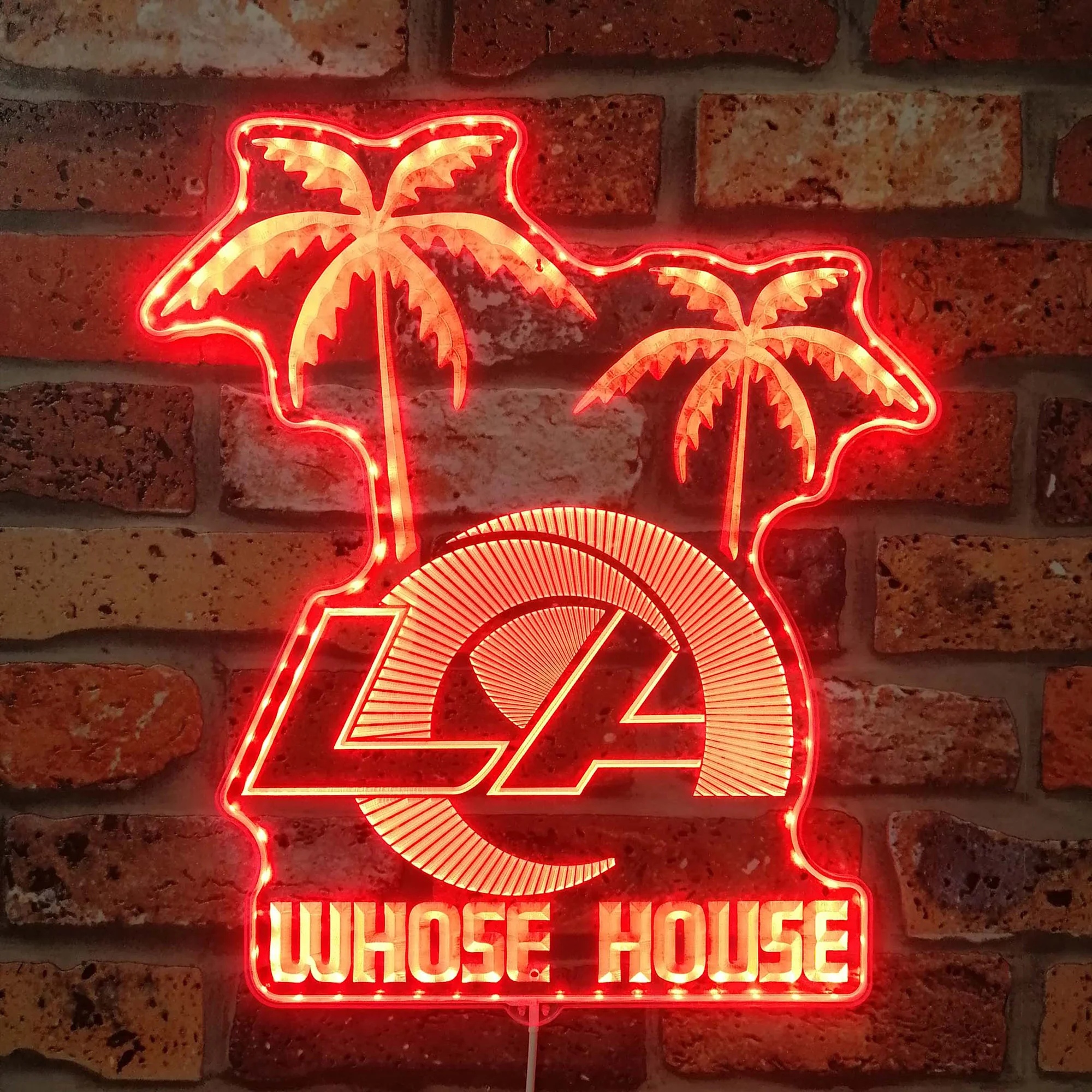Los Angeles Rams Whose House Neon LED Sign with Dynamic RGB Colors - Image 3