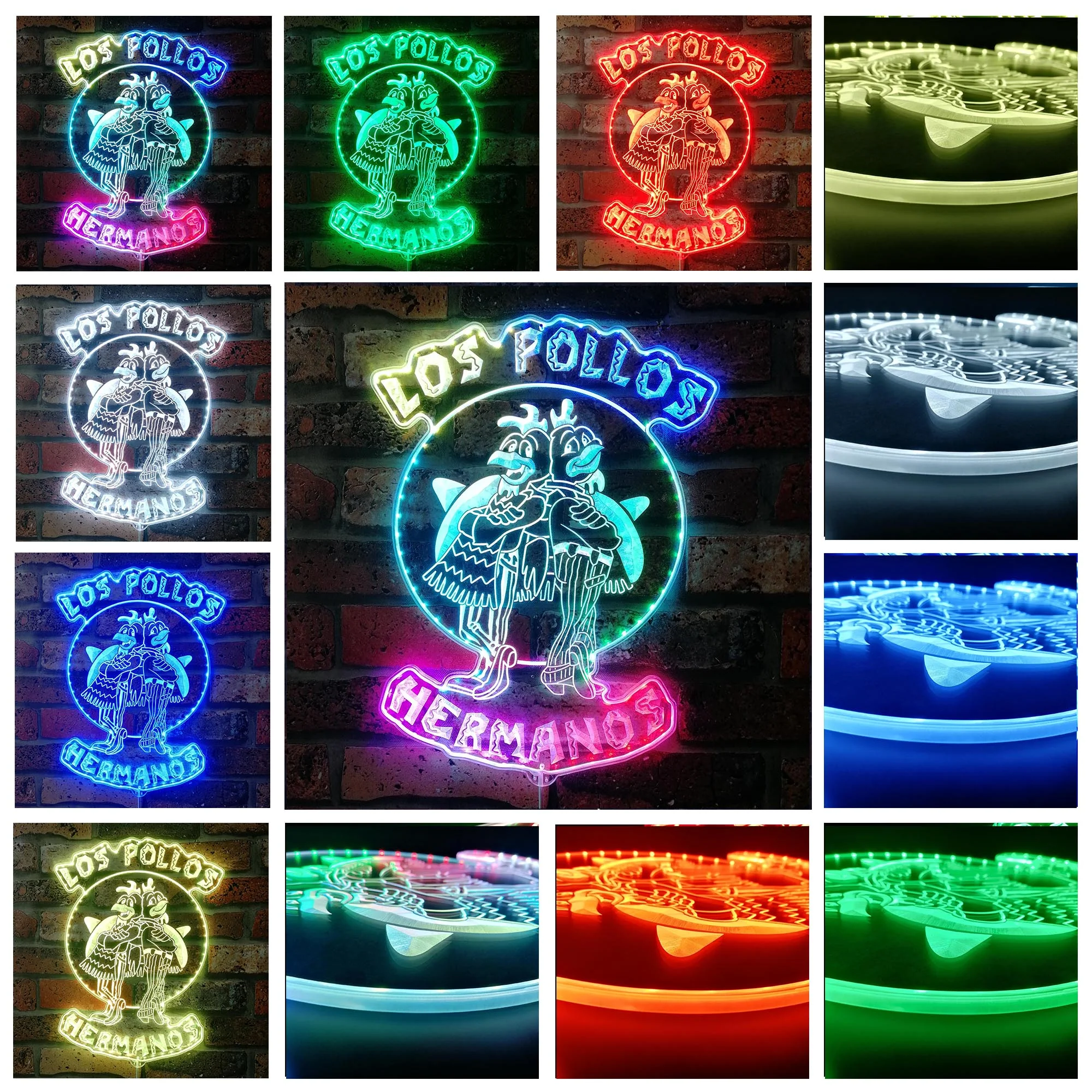 Los Pollos Hermanos Breaking Bad Neon LED Sign with Dynamic RGB Colors - Image 3