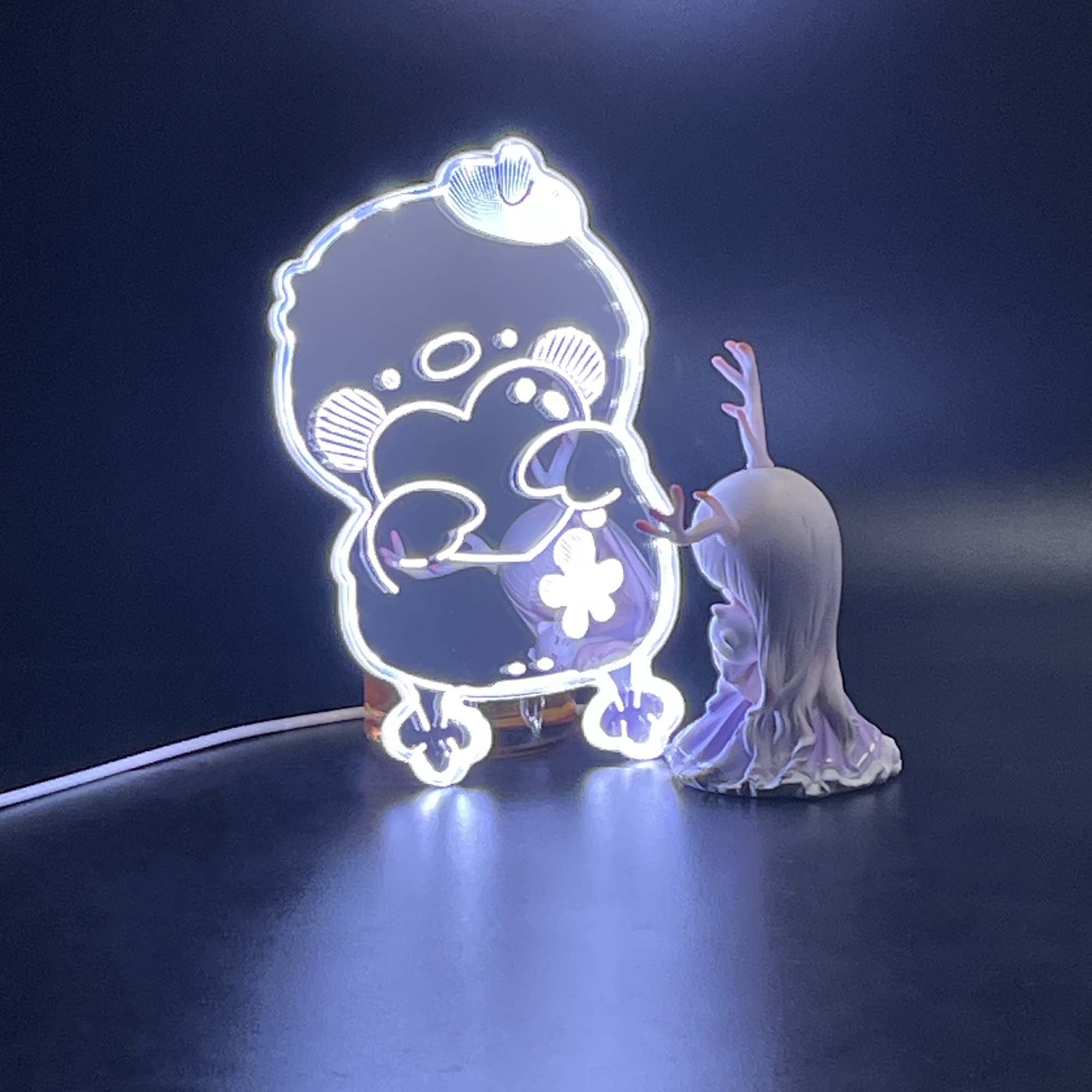 Love and Deepspace Rafayel Duck Neon LED Sign with Dynamic RGB Colors Mirror Backing - Image 4