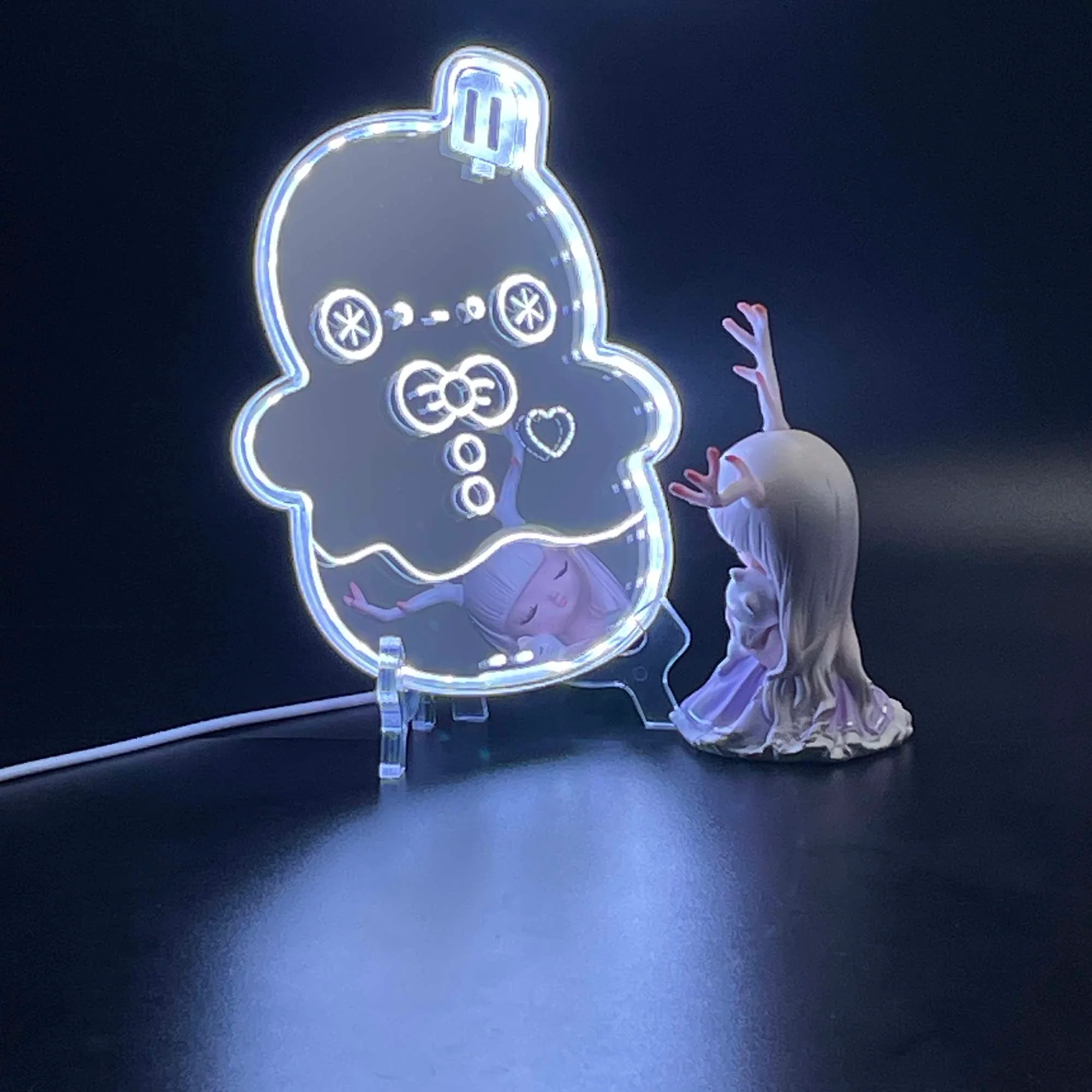 Love and Deepspace Zayne Snowman  Neon LED Sign with Dynamic RGB Colors Mirror Backing - Image 4