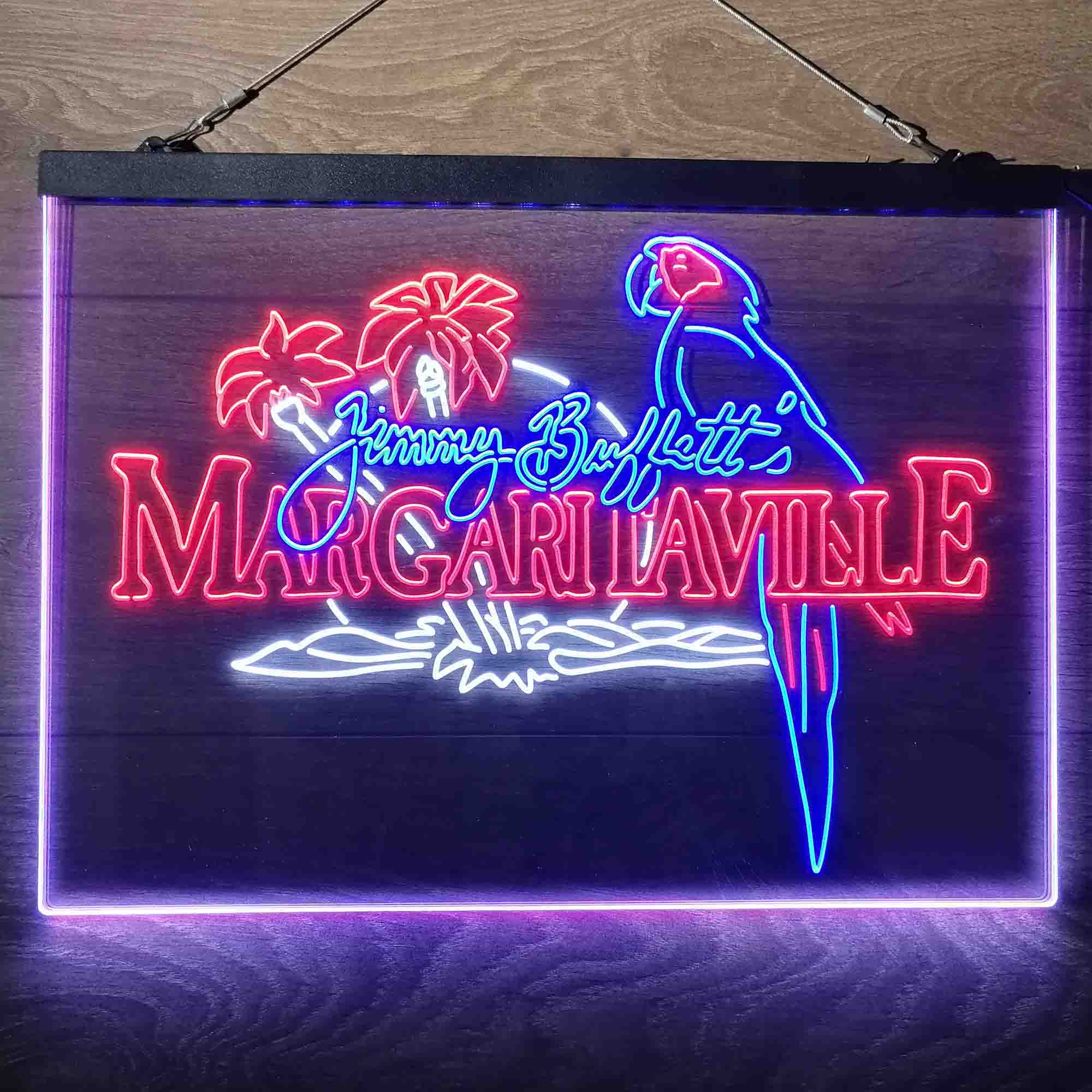 Margaritaville Jimmy Buffett Parrot Neon 3-Color LED Sign - Image 7