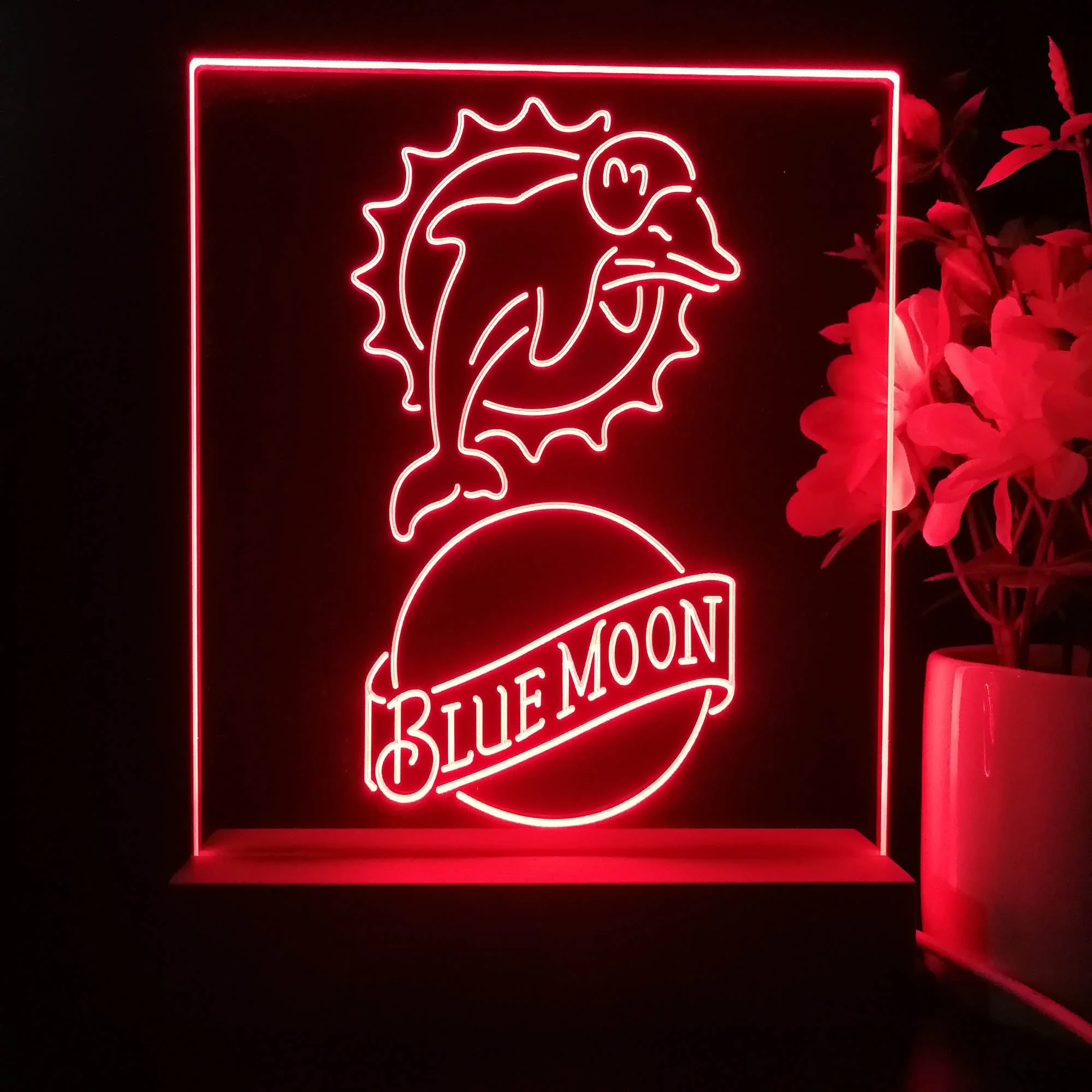 Miami Dolphins Blue Moon Neon Sign Pub Bar Lamp - Image 3