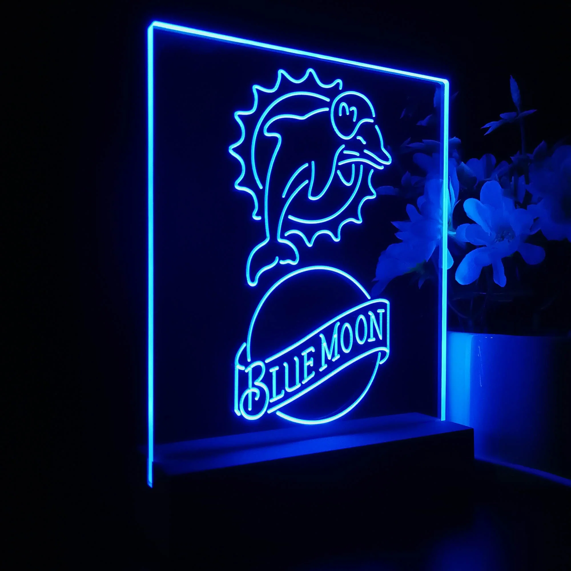 Miami Dolphins Blue Moon Neon Sign Pub Bar Lamp - Image 7