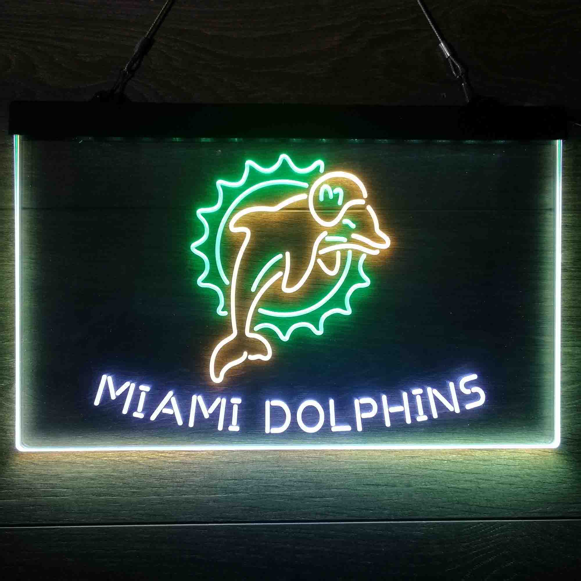 Miami Dolphins Neon 3-Color LED Sign - Image 2