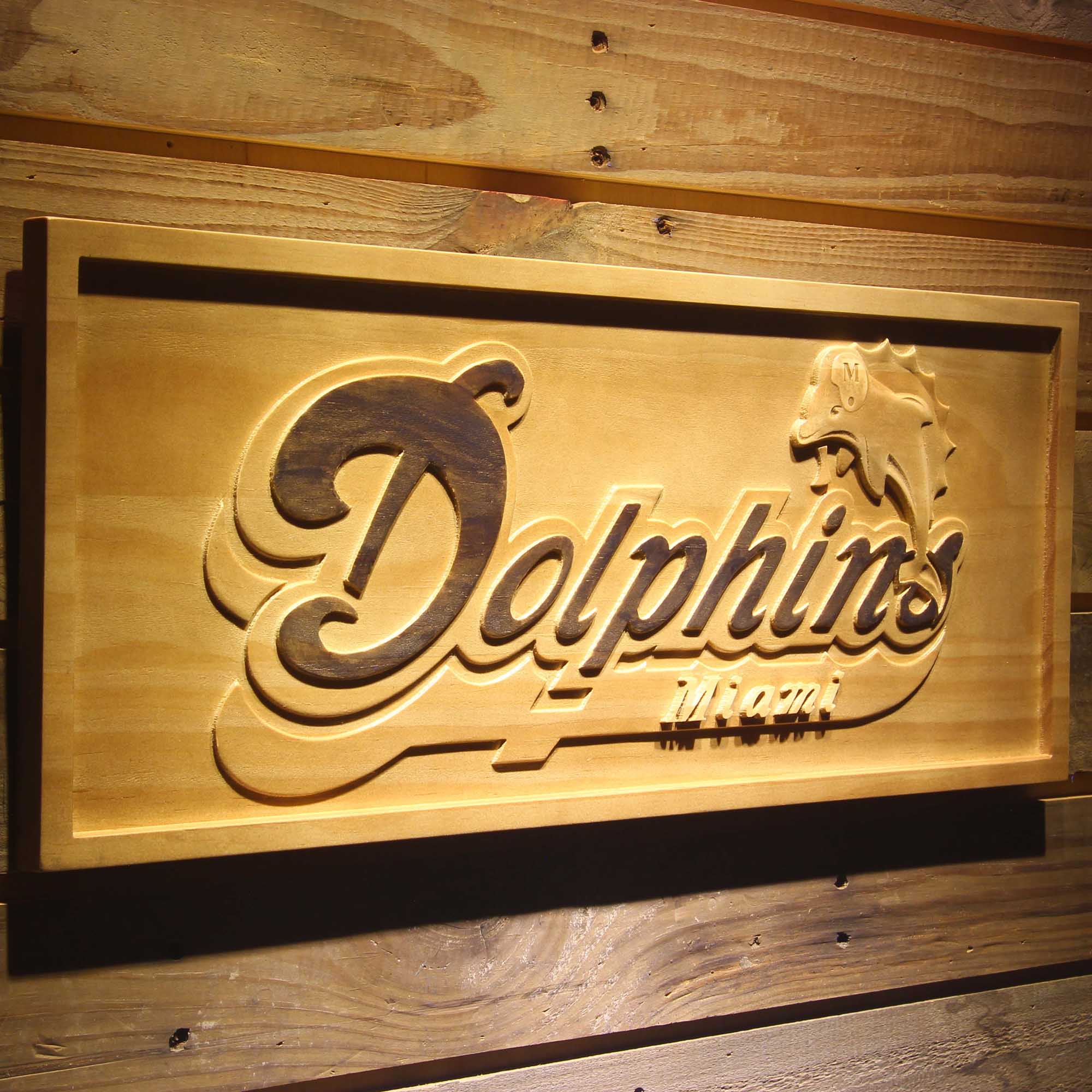 Miami Dolphins  3D Solid Wooden Craving Sign - Image 2