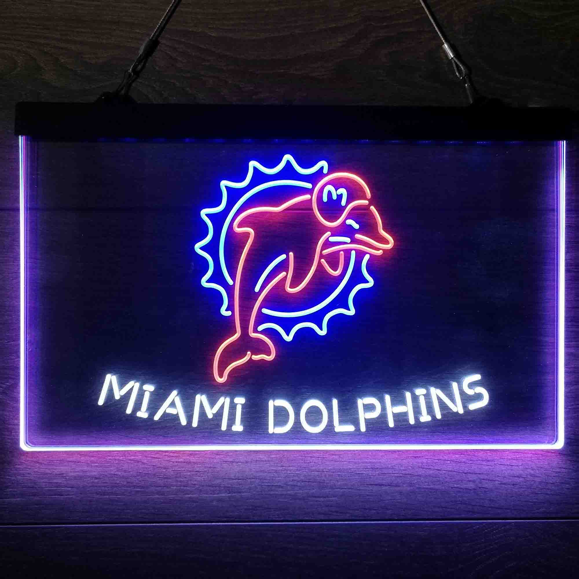 Miami Dolphins Neon 3-Color LED Sign - Image 5