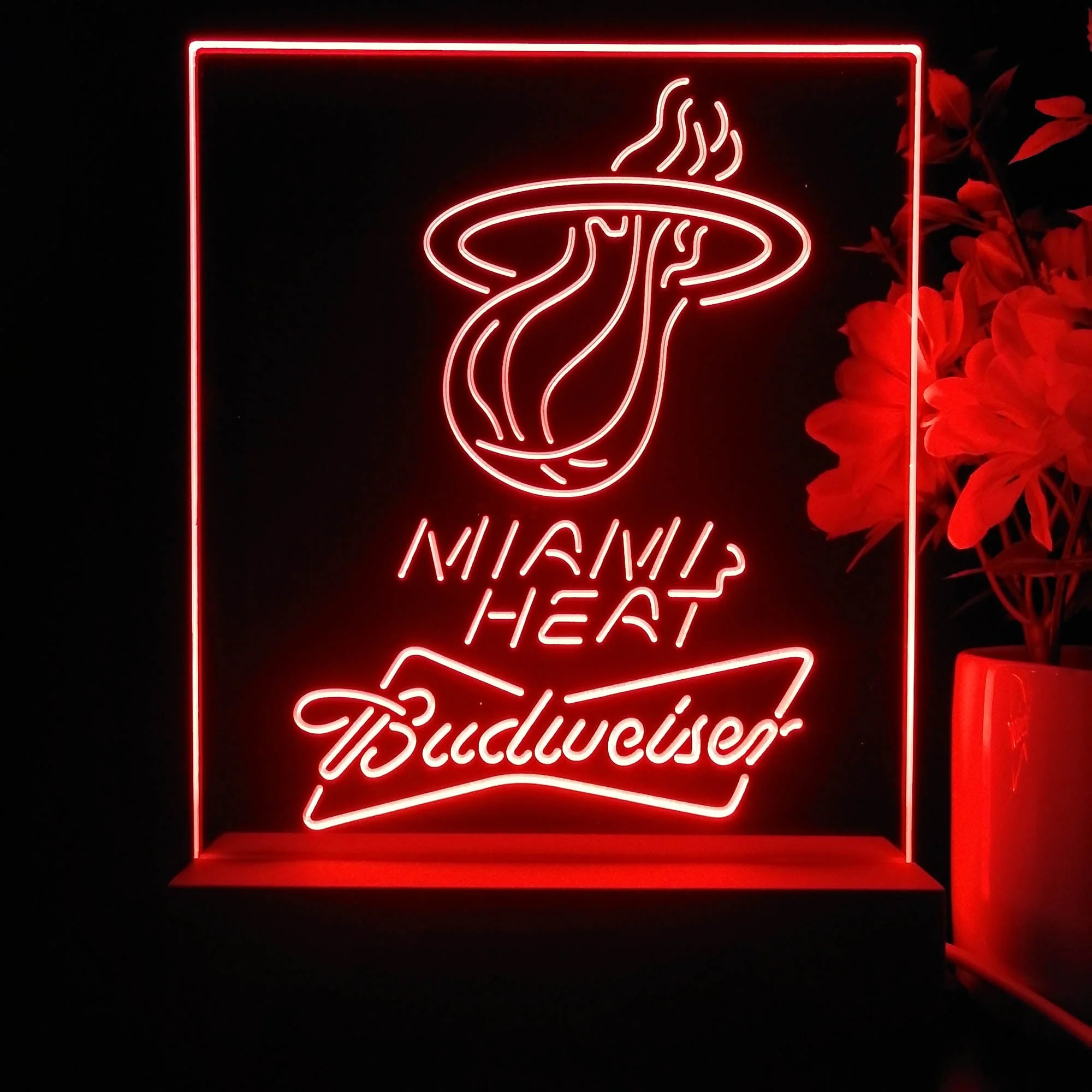 Miami Heat Budweiser Neon Sign Pub Bar Lamp