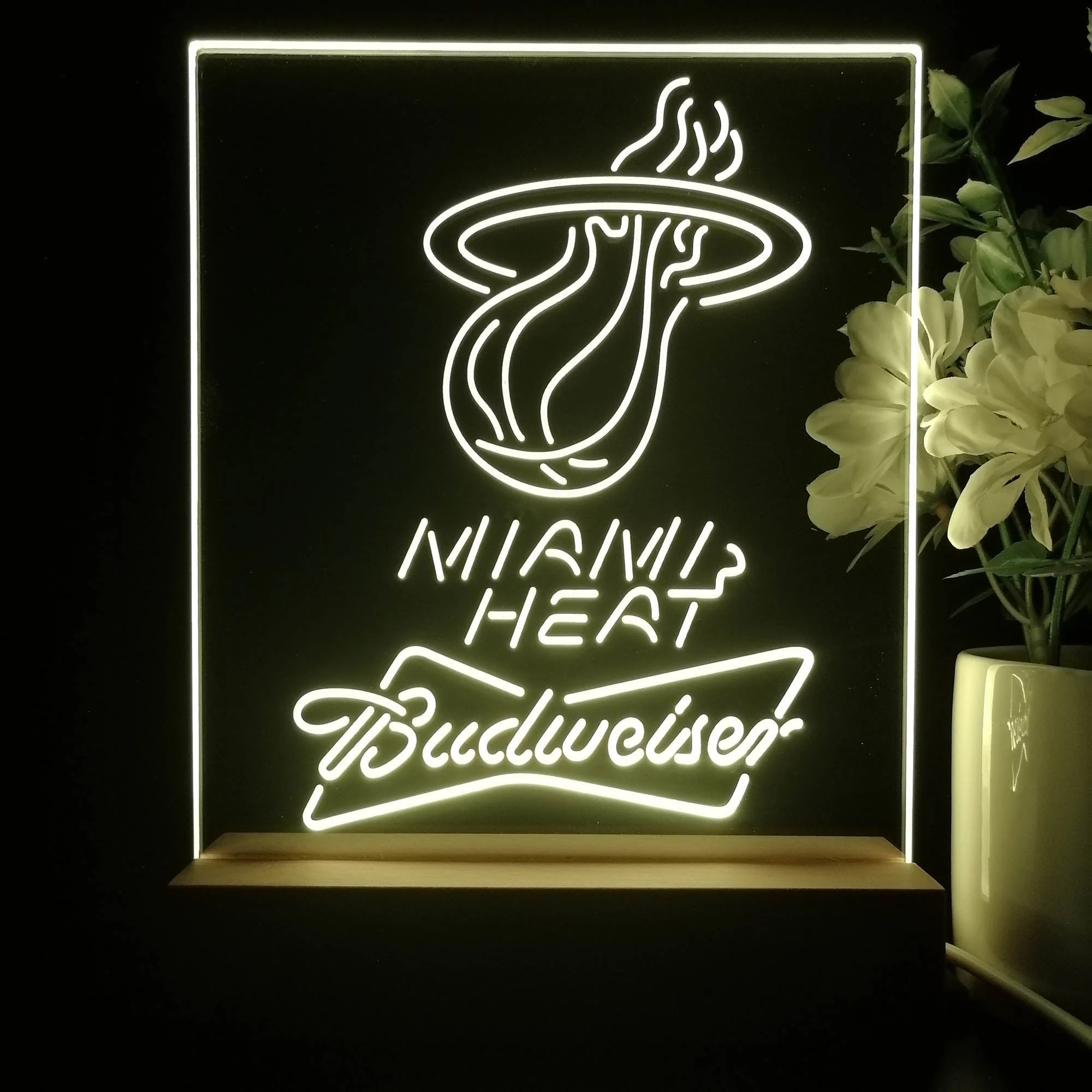 Miami Heat Budweiser Neon Sign Pub Bar Lamp - Image 2