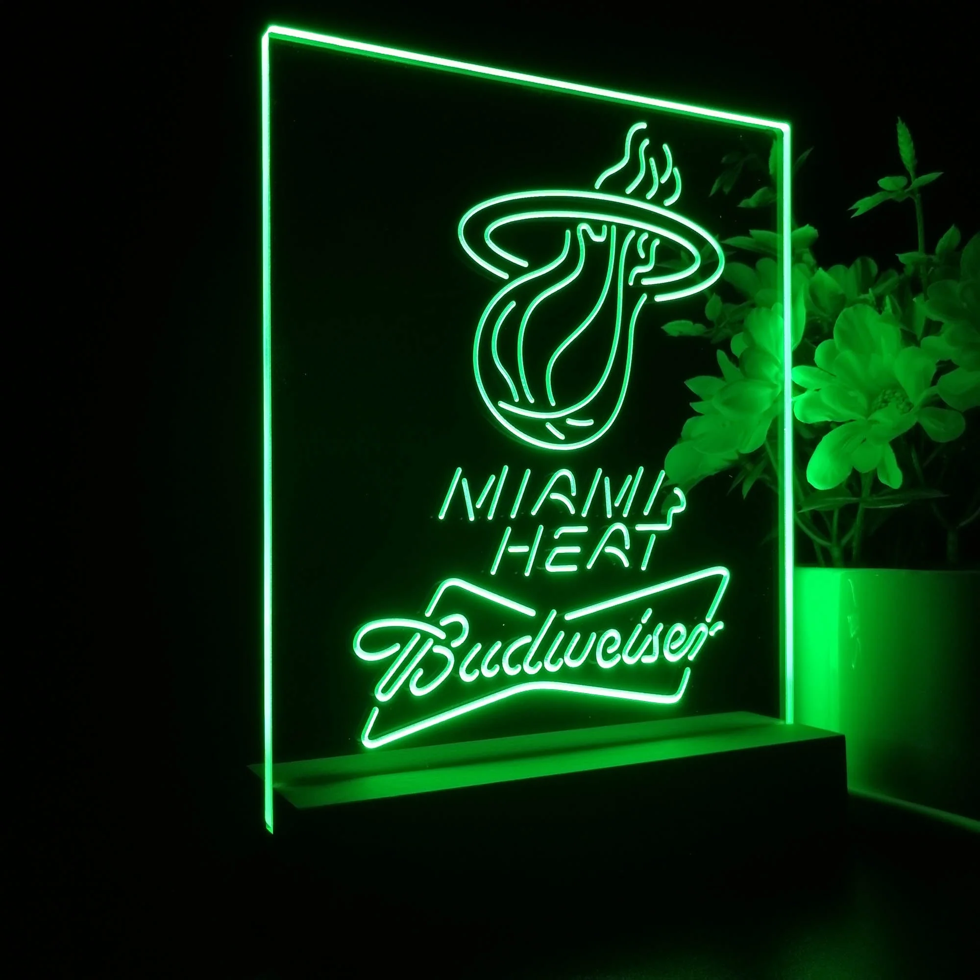 Miami Heat Budweiser Neon Sign Pub Bar Lamp - Image 6