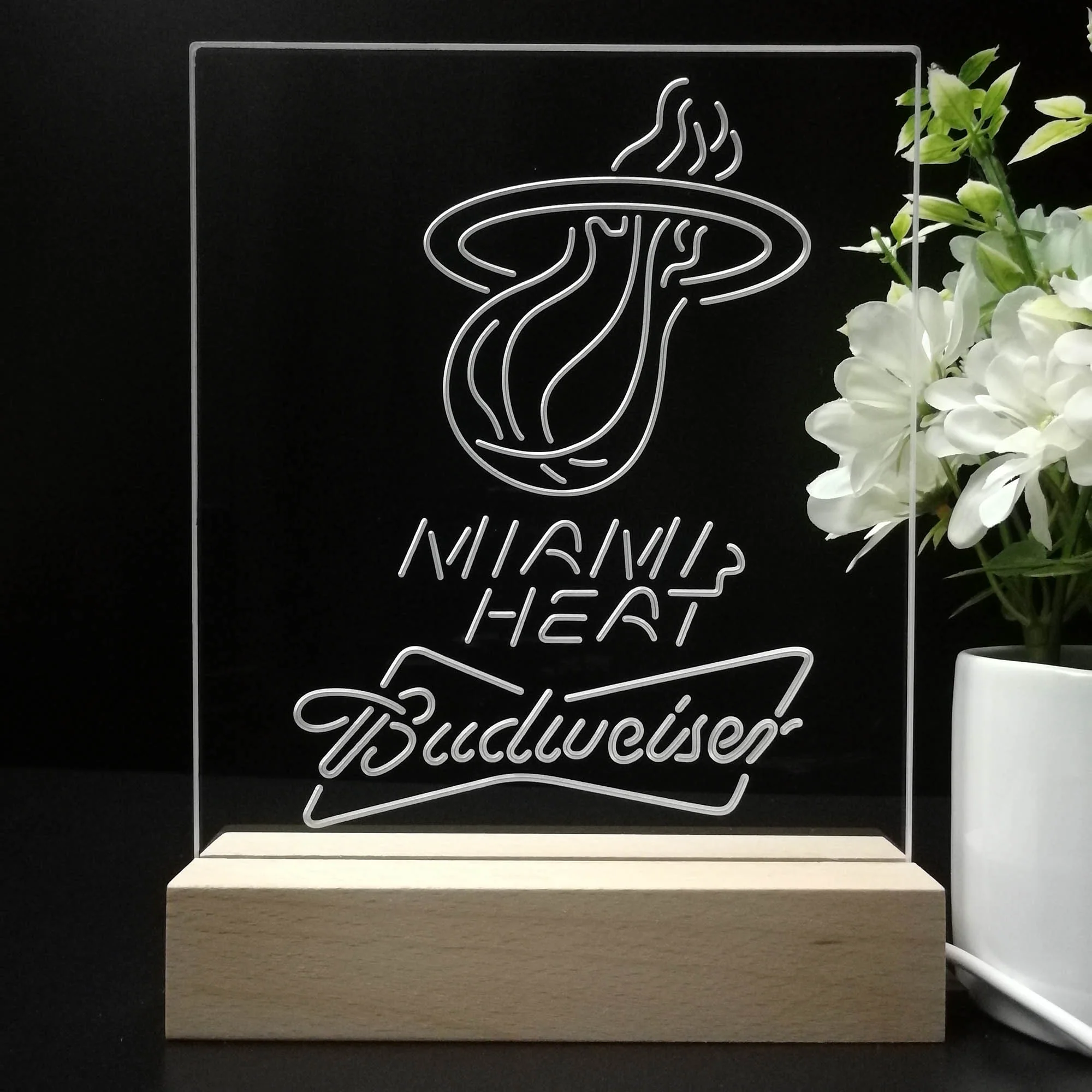Miami Heat Budweiser Neon Sign Pub Bar Lamp - Image 8
