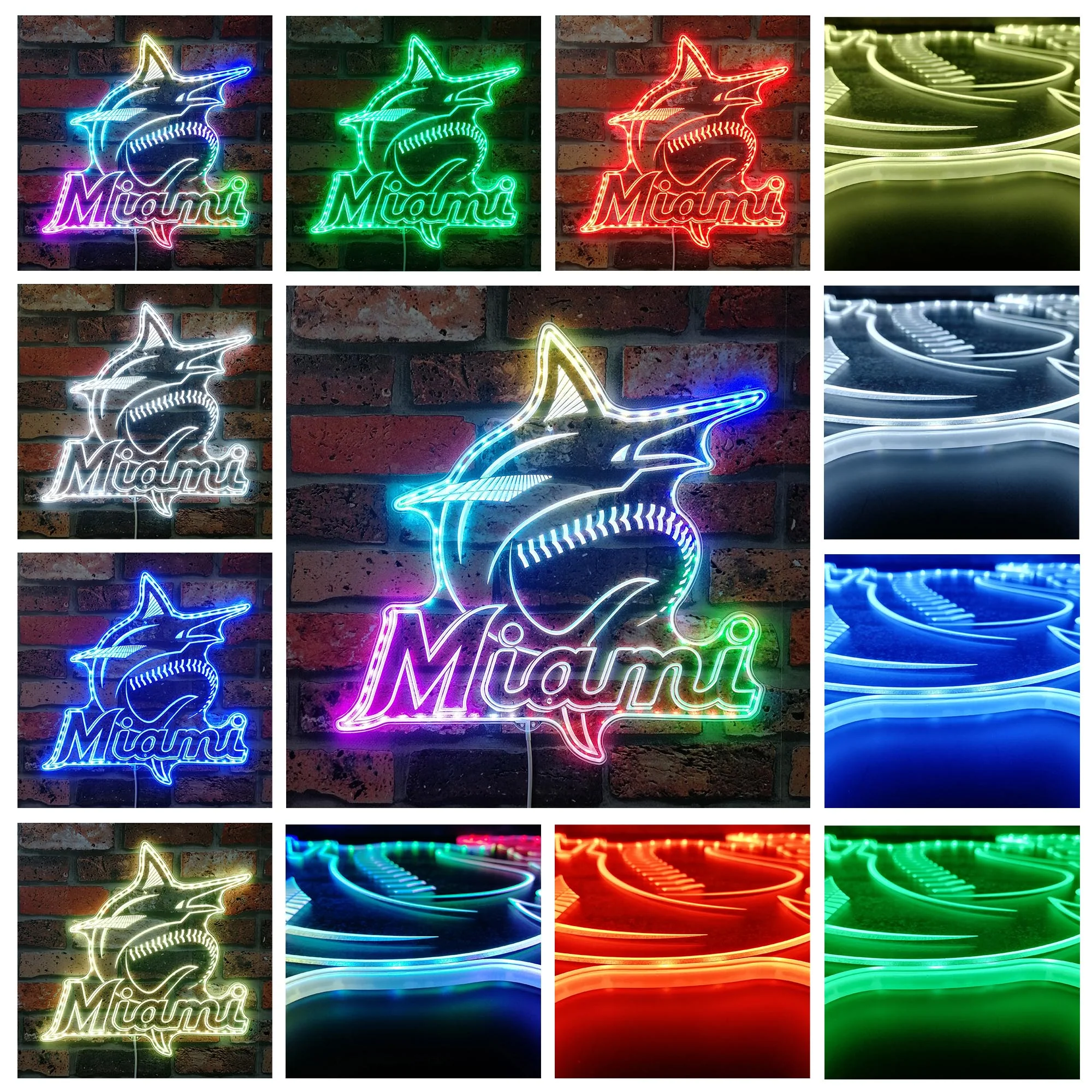 Miami Marlins Neon LED Sign with Dynamic RGB Colors - Image 2
