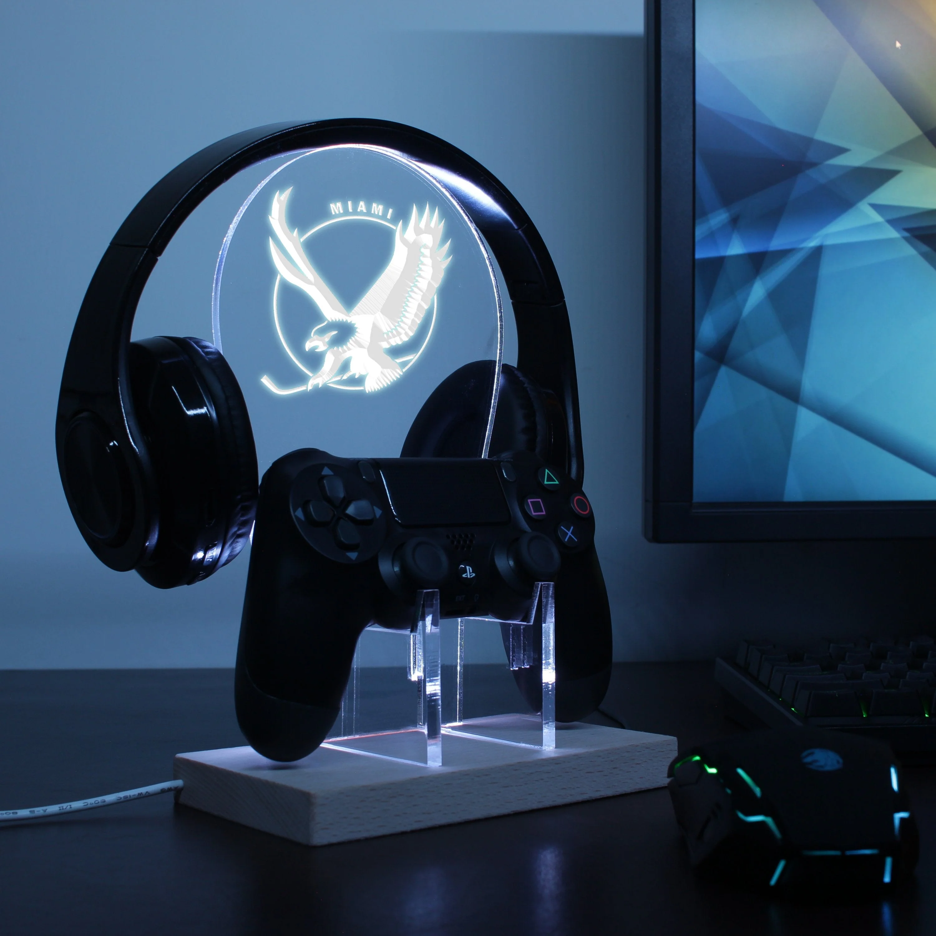 Miami Screaming Eagles LED Gaming Headset Controller Stand - Image 3