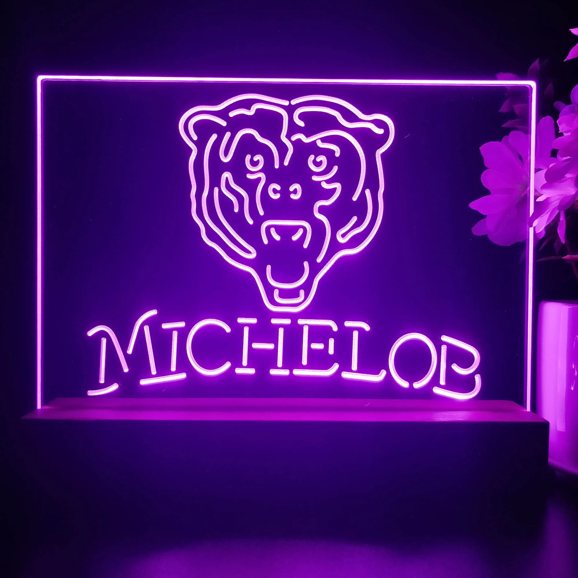 Michelob Bar Chicago Bears 3D Illusion Night Light Desk Lamp - Image 2