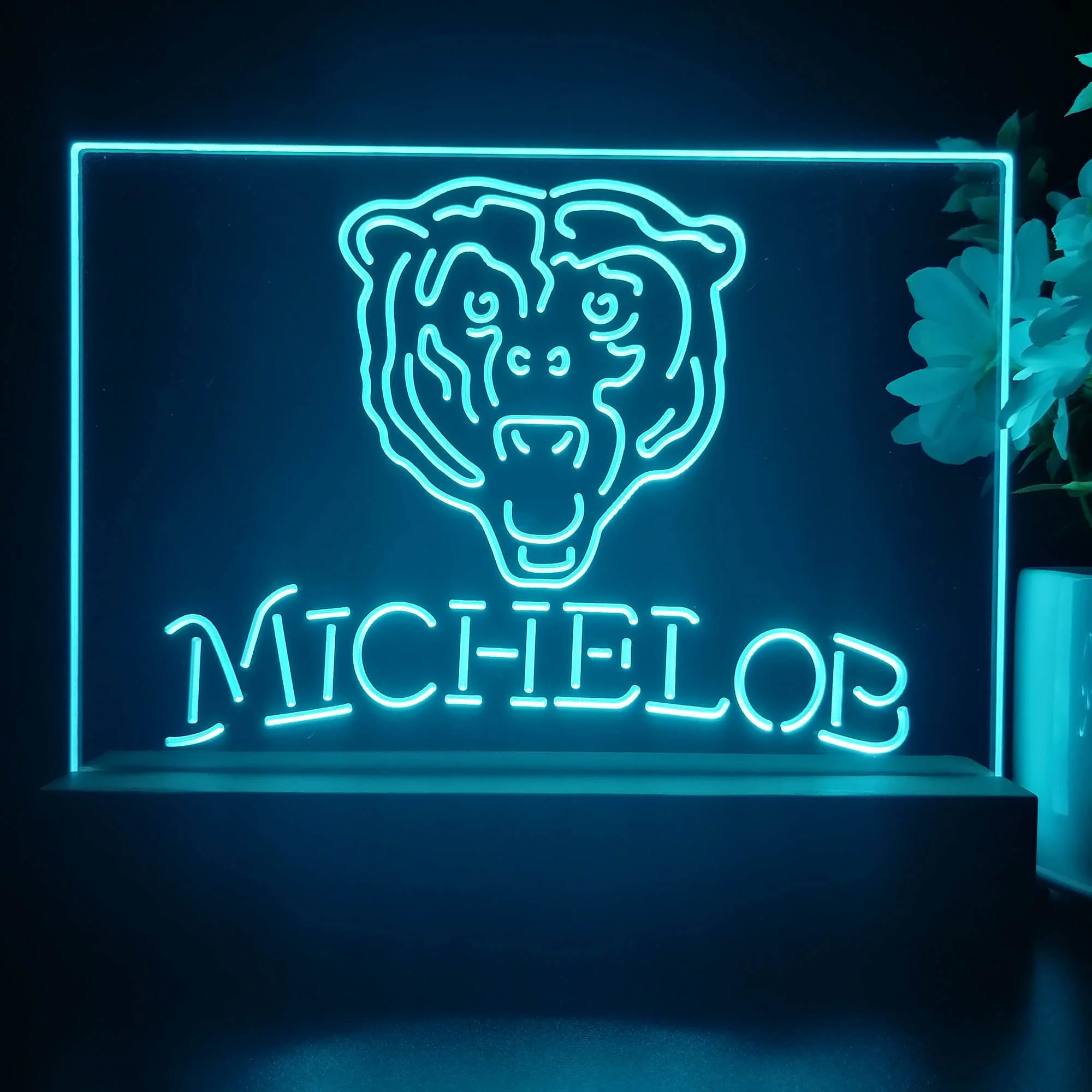 Michelob Bar Chicago Bears 3D Illusion Night Light Desk Lamp - Image 4