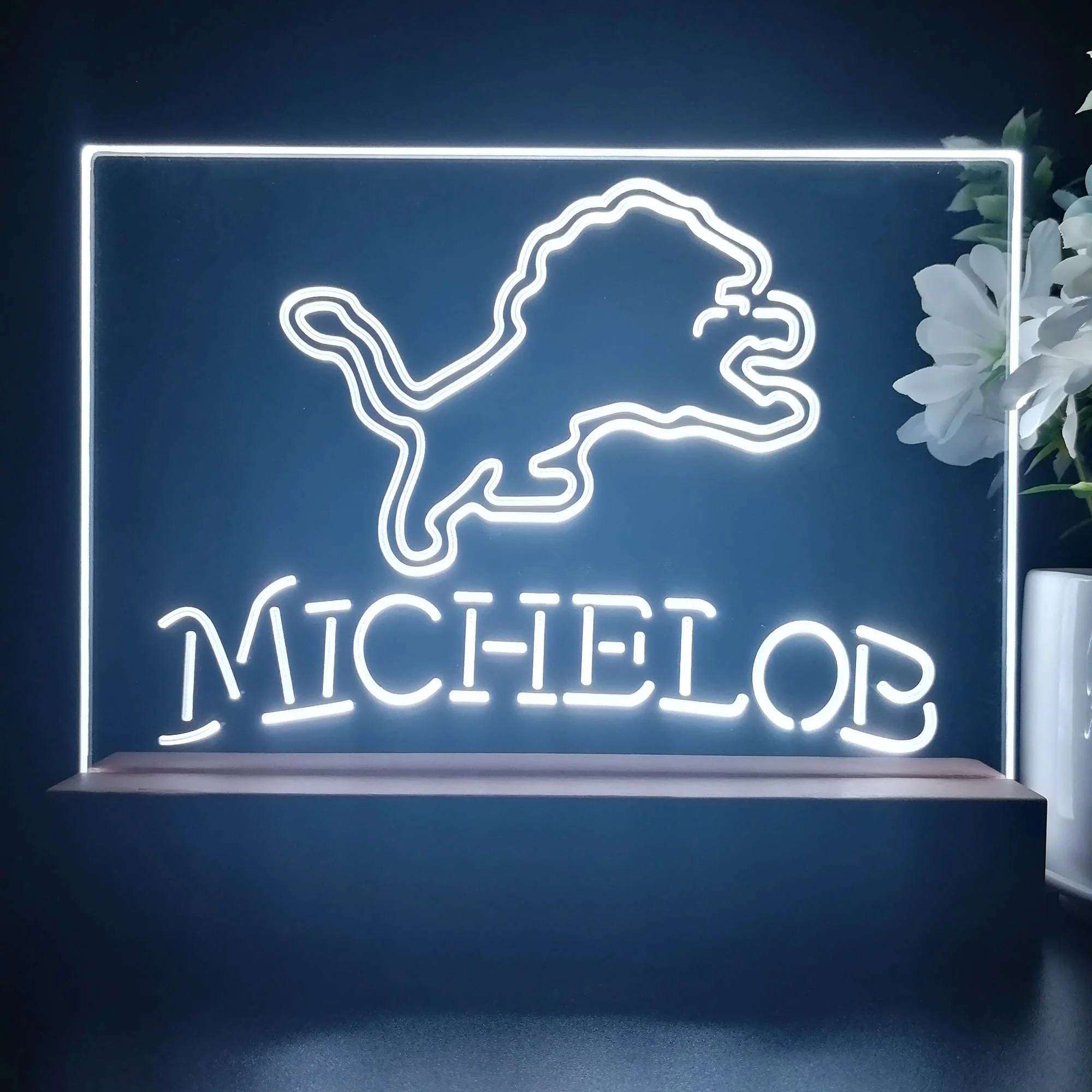 Michelob Bar Detroit Lions 3D Illusion Night Light Desk Lamp - Image 2