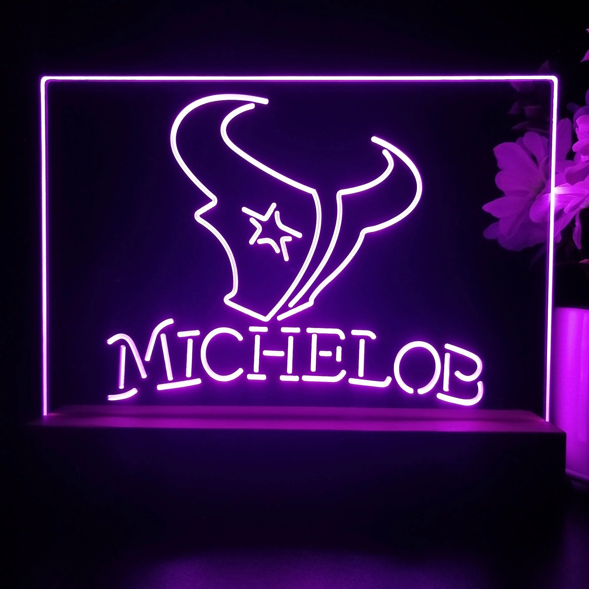 Michelob Bar Houston Texans 3D Illusion Night Light Desk Lamp