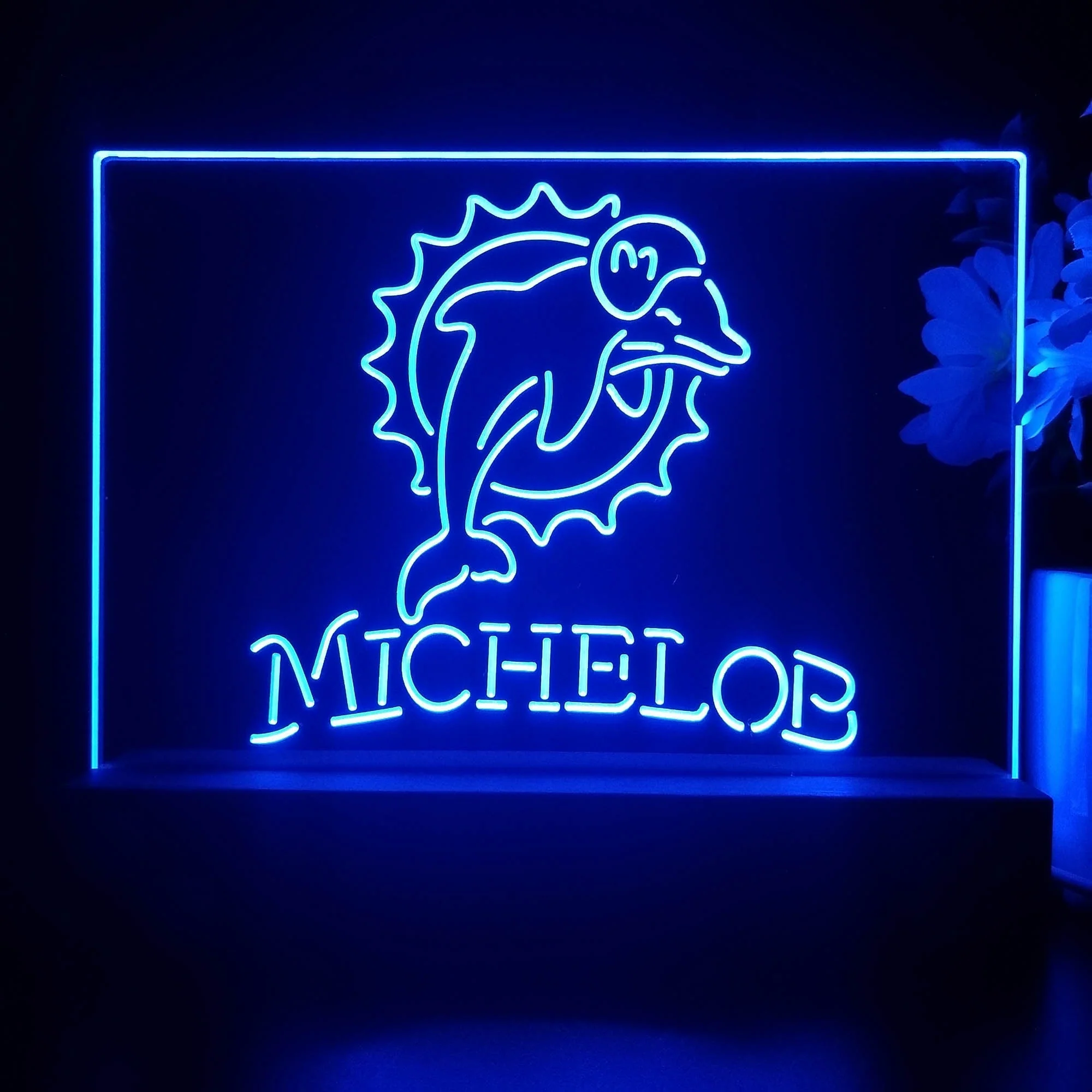 Michelob Bar Miami Dolphins 3D Illusion Night Light Desk Lamp