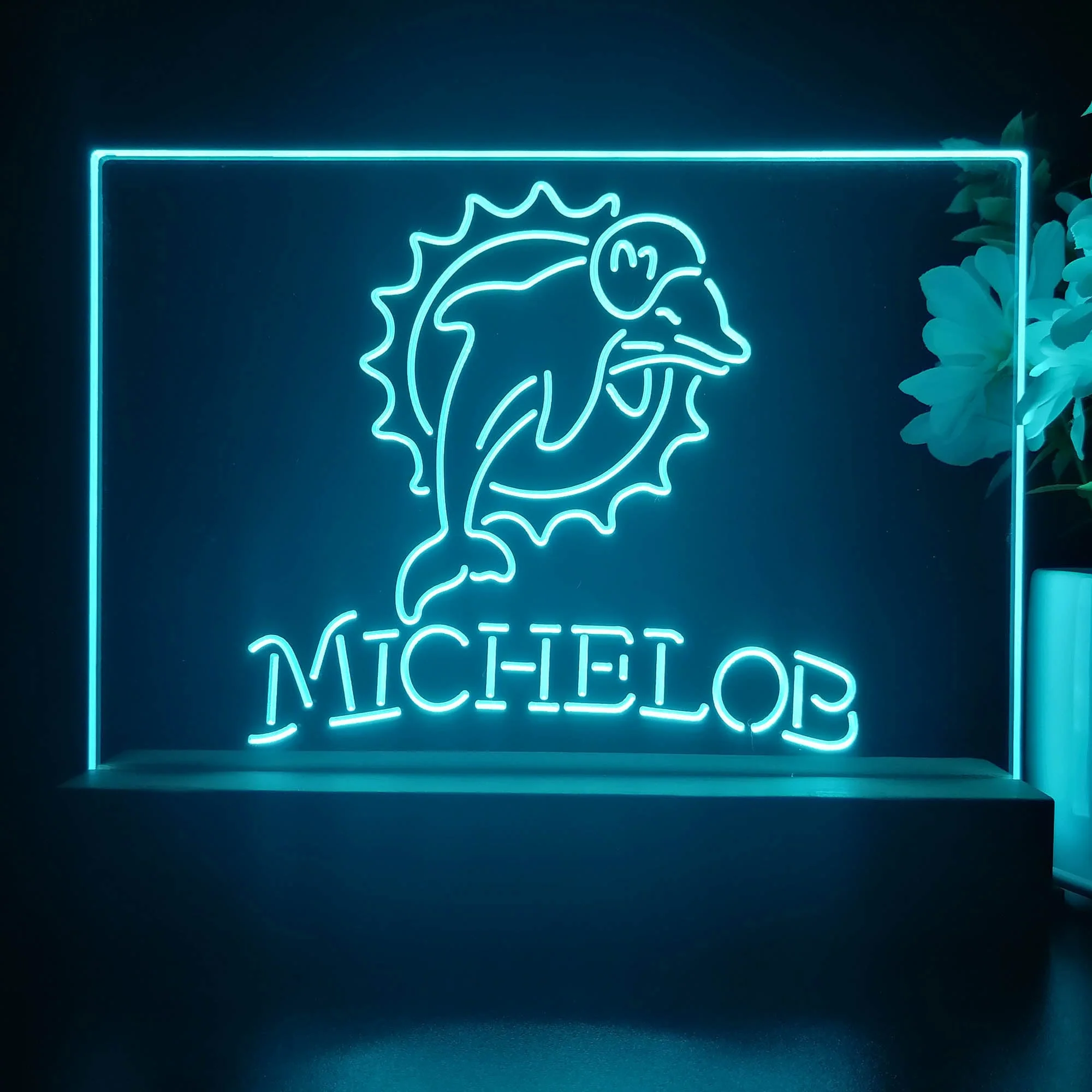 Michelob Bar Miami Dolphins 3D Illusion Night Light Desk Lamp - Image 3