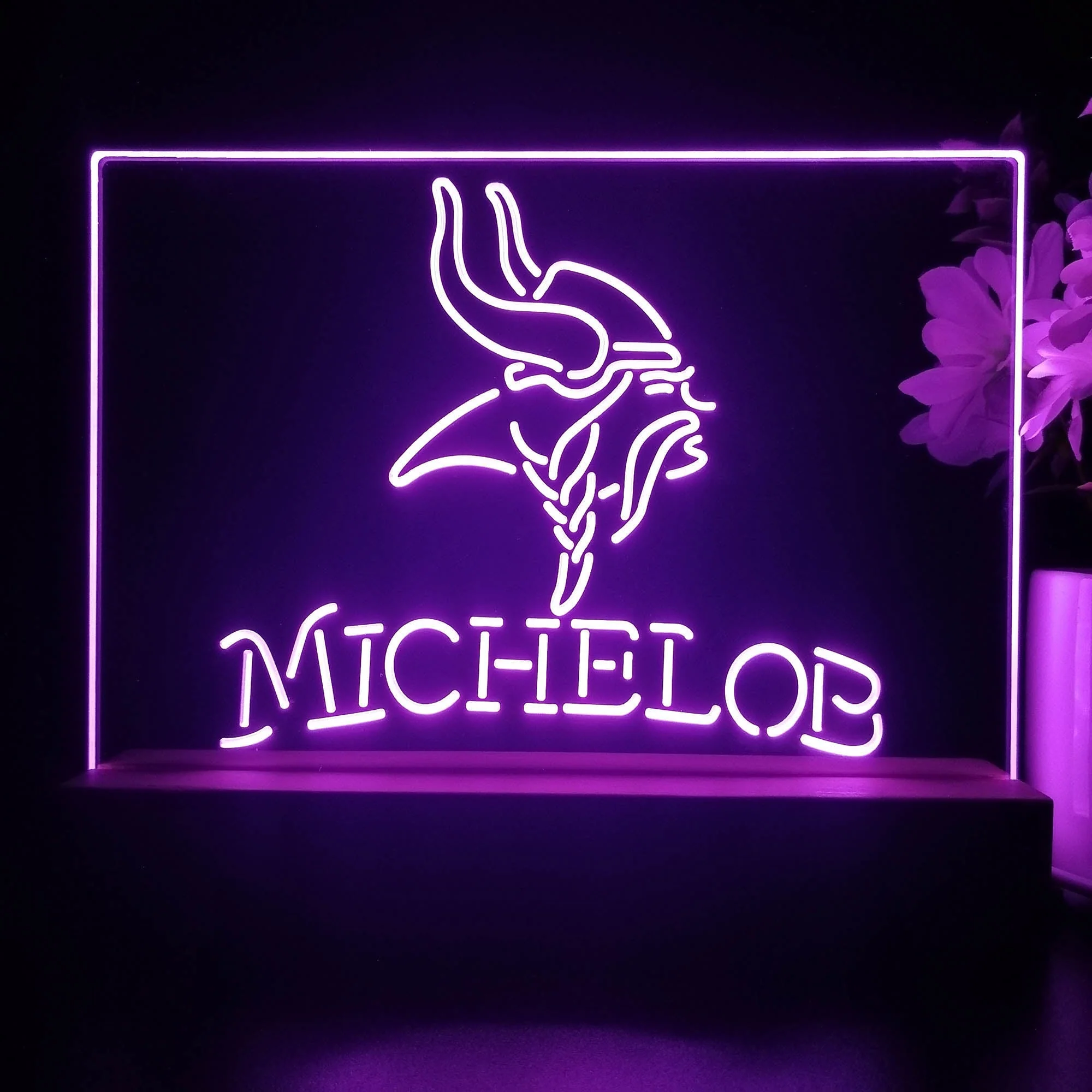 Michelob Bar Minnesota Vikings 3D Illusion Night Light Desk Lamp - Image 2