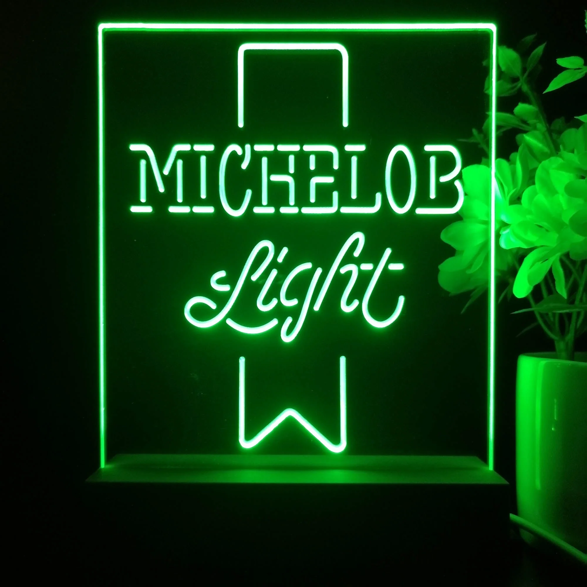 Michelob Light Red Ribbon Night Light Neon Pub Bar Lamp