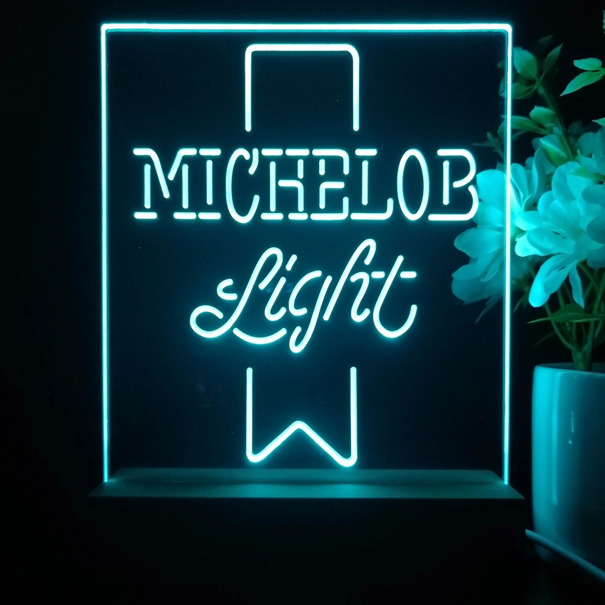 Michelob Light Red Ribbon Night Light Neon Pub Bar Lamp - Image 3