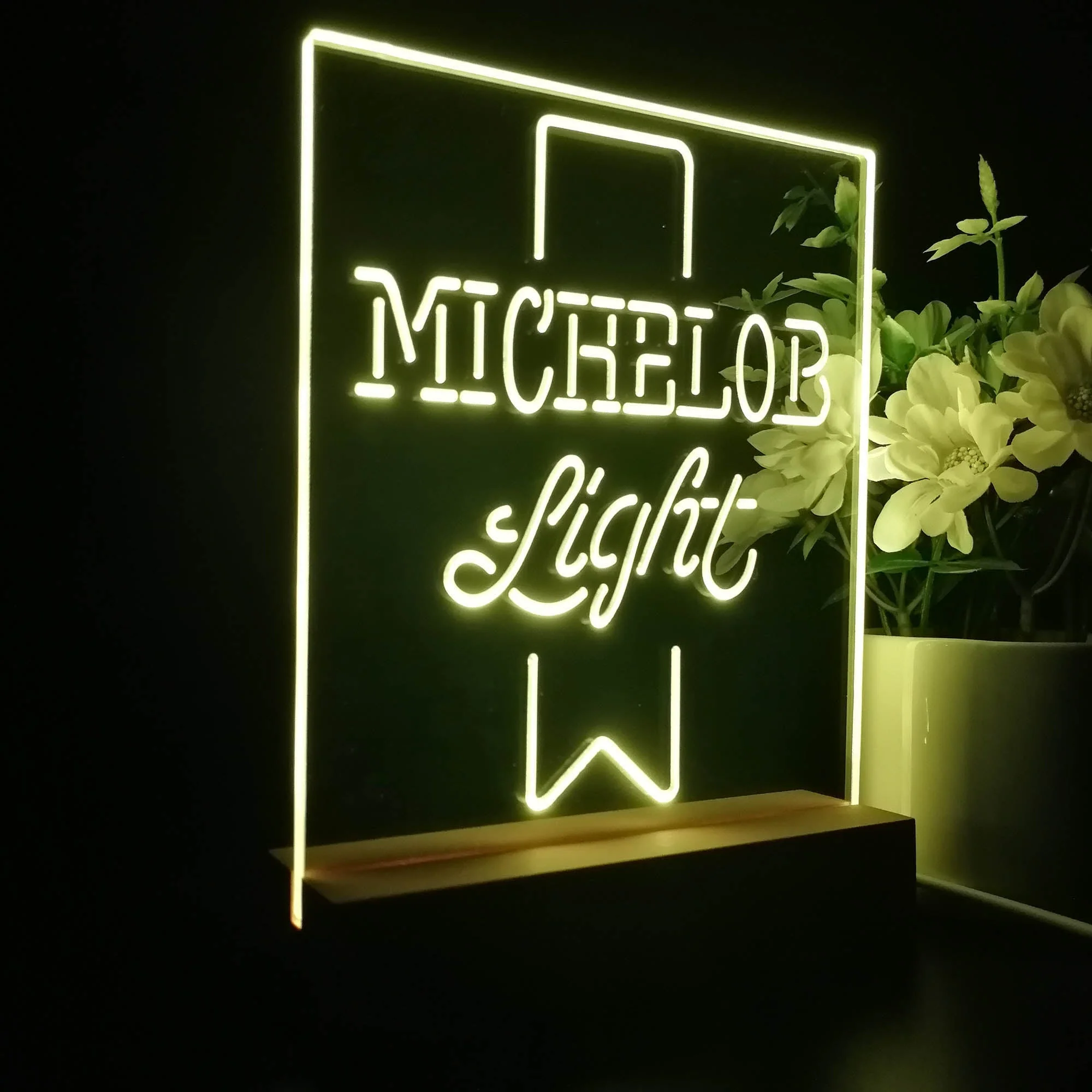 Michelob Light Red Ribbon Night Light Neon Pub Bar Lamp - Image 5