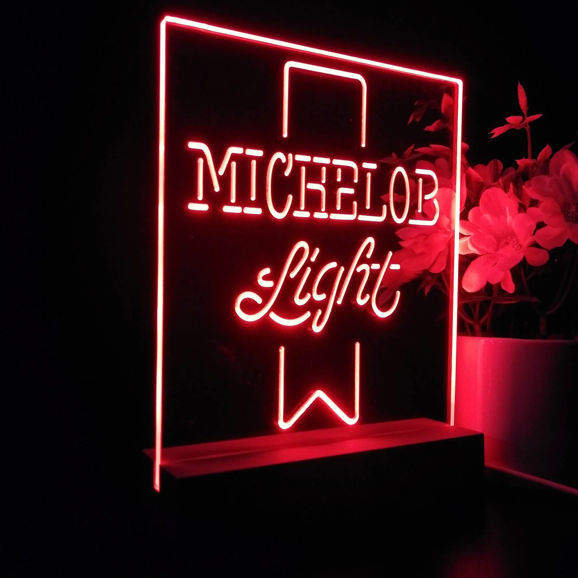 Michelob Light Red Ribbon Night Light Neon Pub Bar Lamp - Image 7