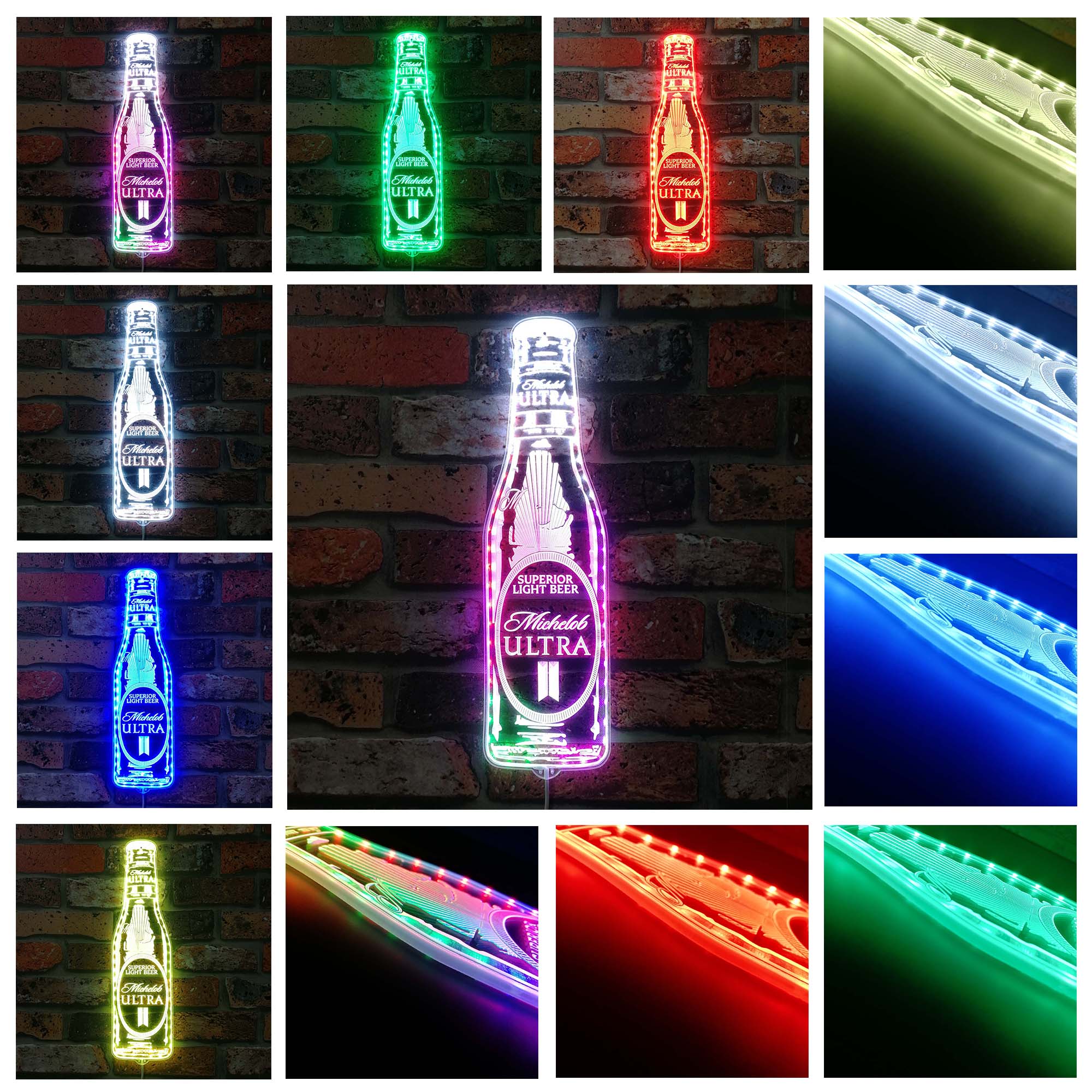 michelob ultra Bottle Neon LED Sign with Dynamic RGB Colors - Image 2