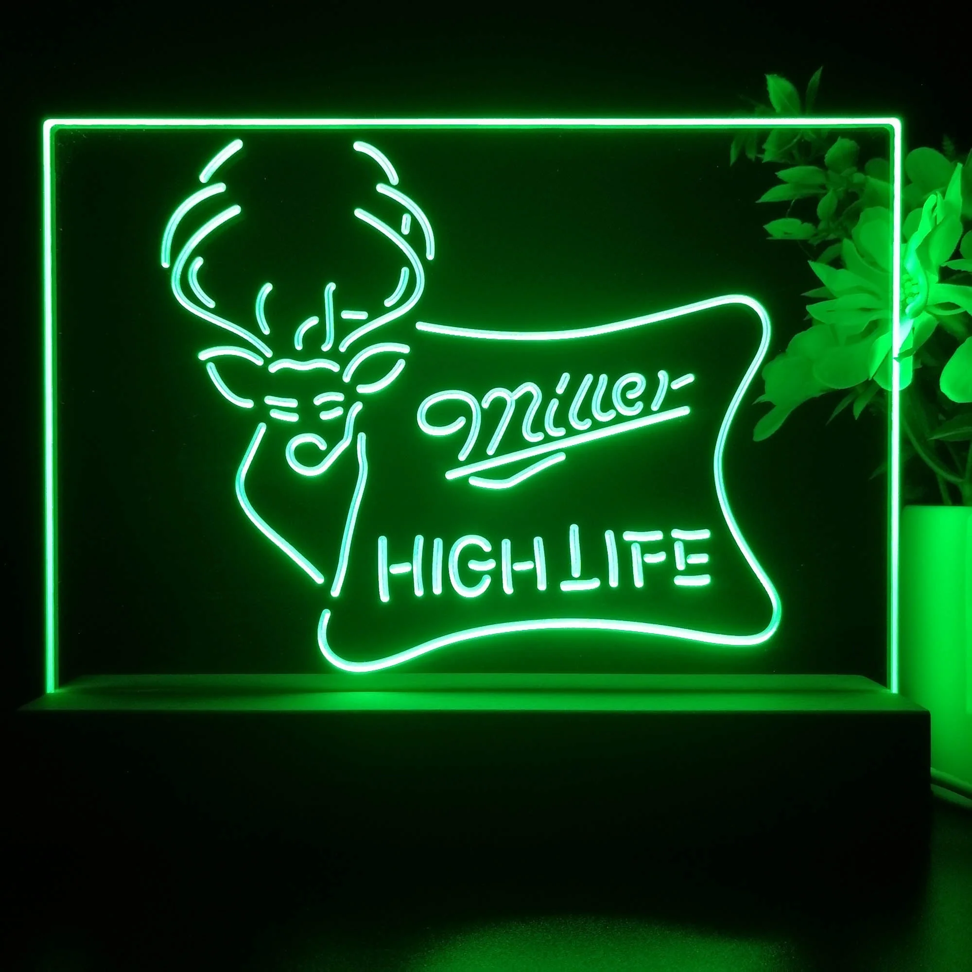 Miller High Life Deer Hunt Neon Sign Pub Bar Lamp - Image 3