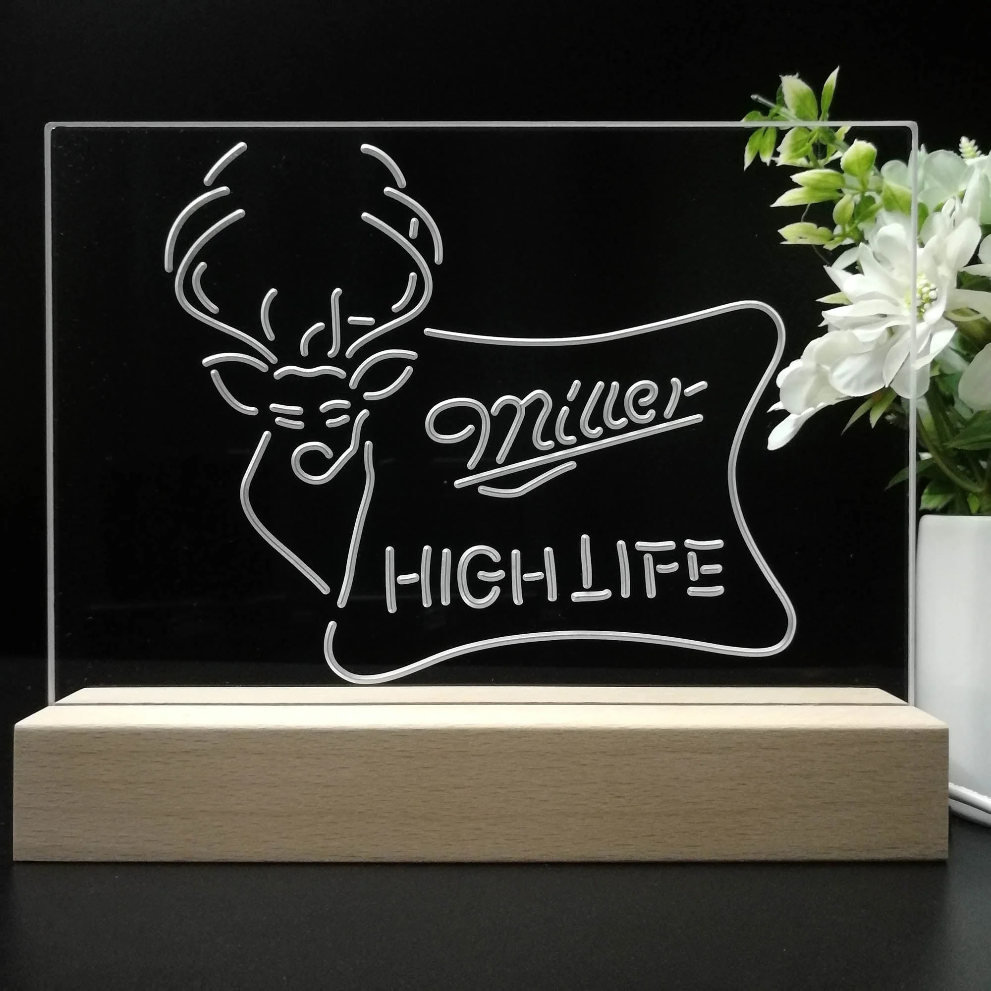 Miller High Life Deer Hunt Neon Sign Pub Bar Lamp - Image 8
