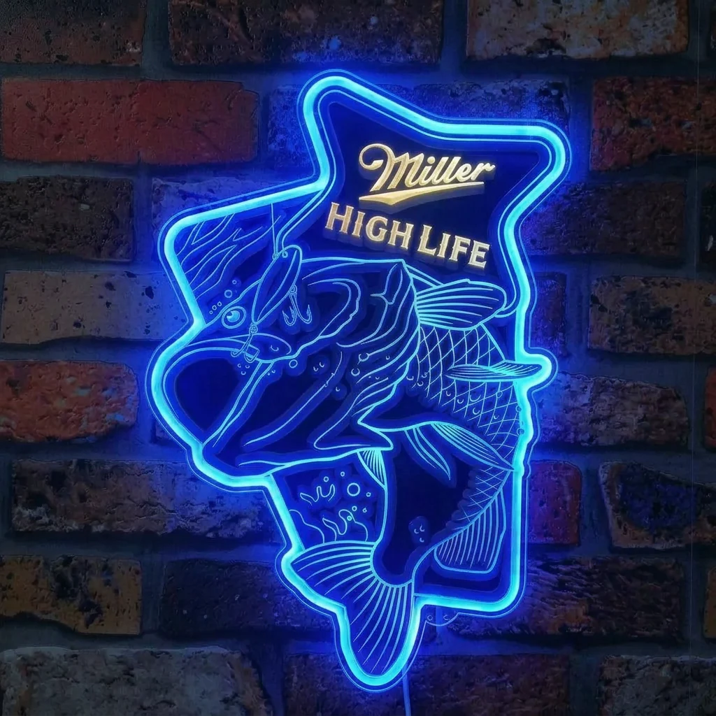 Miller High Life Fishing Neon LED Sign with Dynamic RGB Colors - Image 4