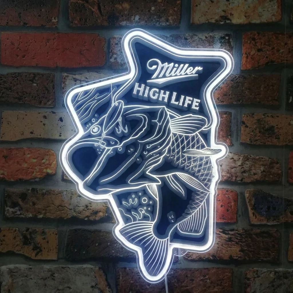 Miller High Life Fishing Neon LED Sign with Dynamic RGB Colors - Image 5