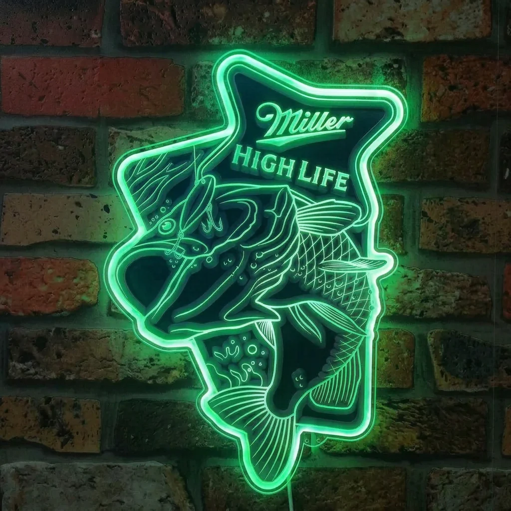 Miller High Life Fishing Neon LED Sign with Dynamic RGB Colors - Image 6
