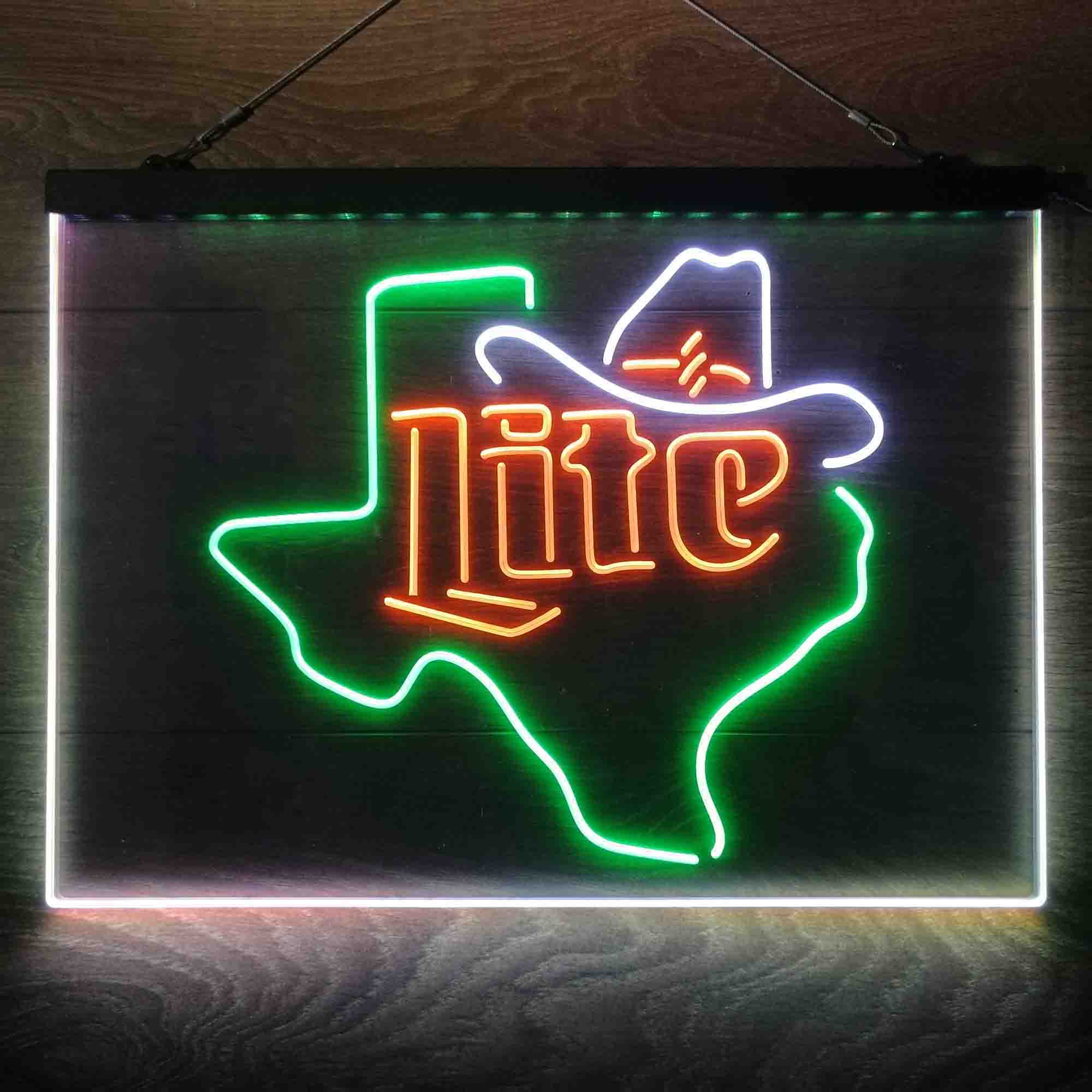 Miller Lite Cowboys Hat Texas Neon 3-Color LED Sign - Image 5