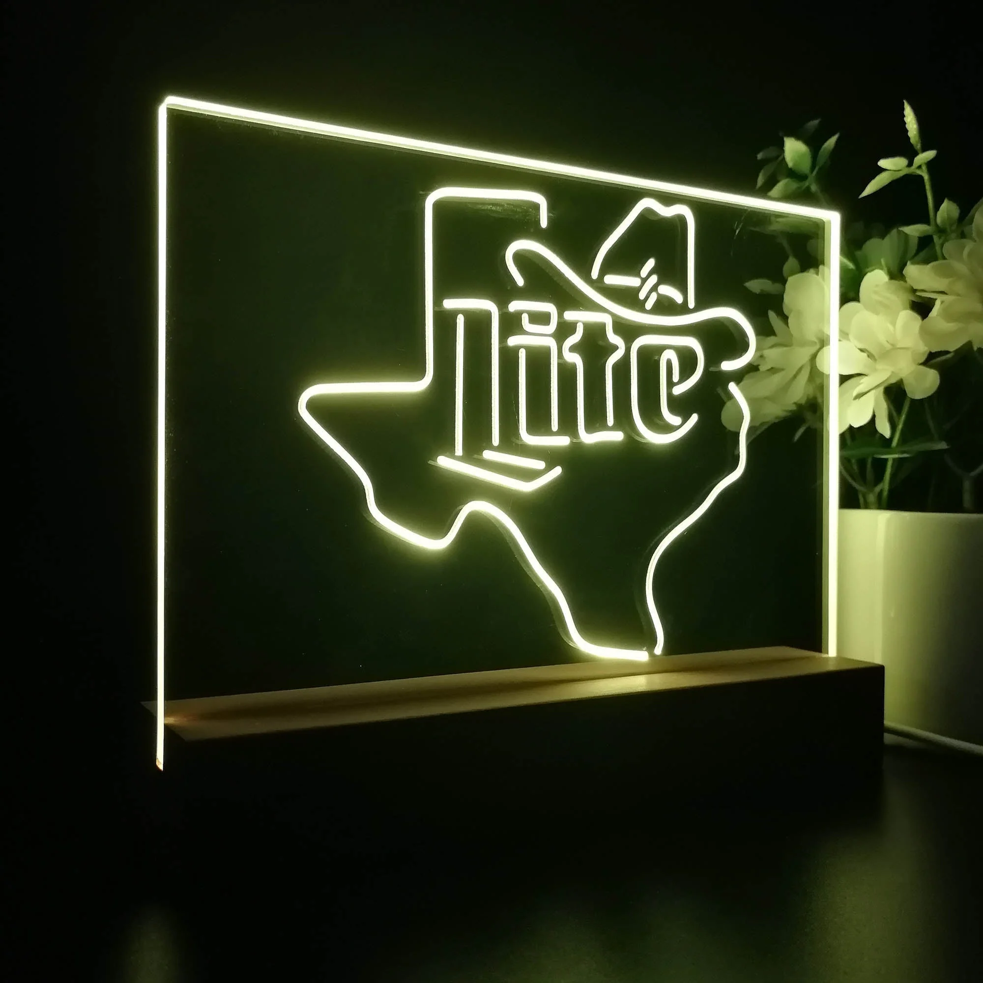 Miller Lite Cowboys Hat Texas Neon Sign Pub Bar Lamp - Image 6
