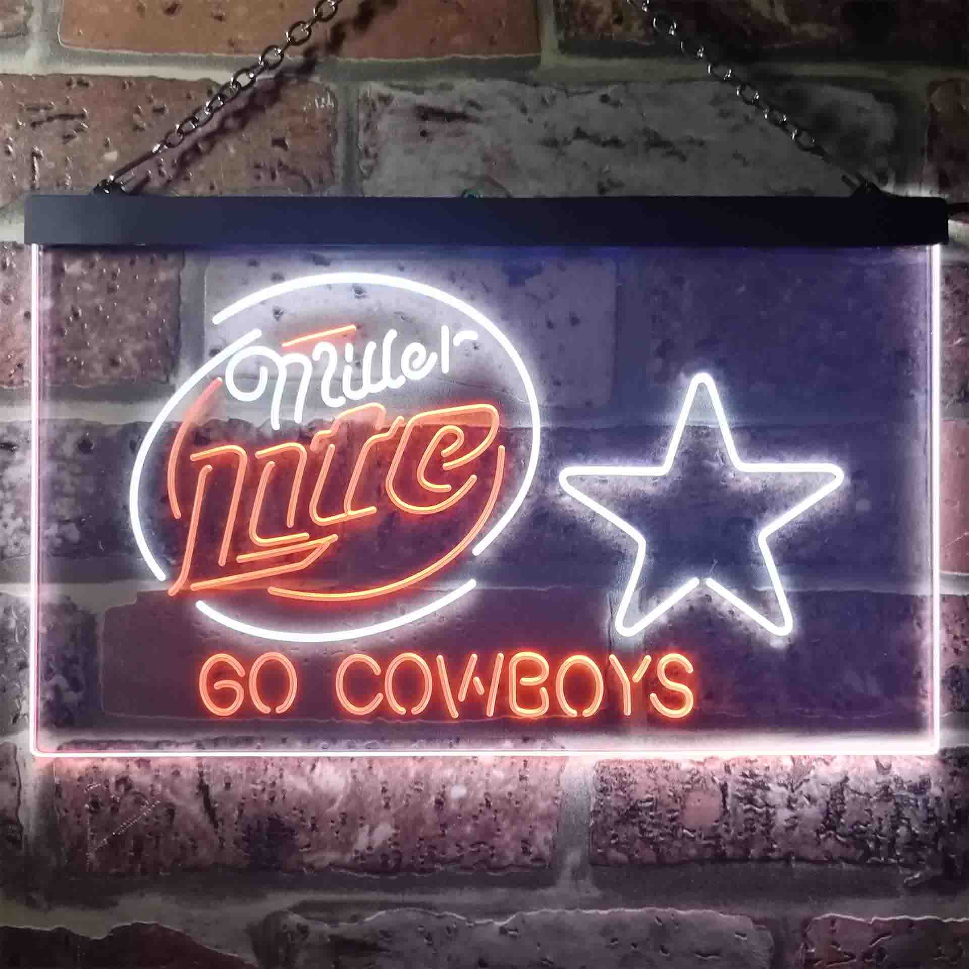 Dallas Cowboys Miller Lite Go Cowboys Neon Light LED Sign - Image 4