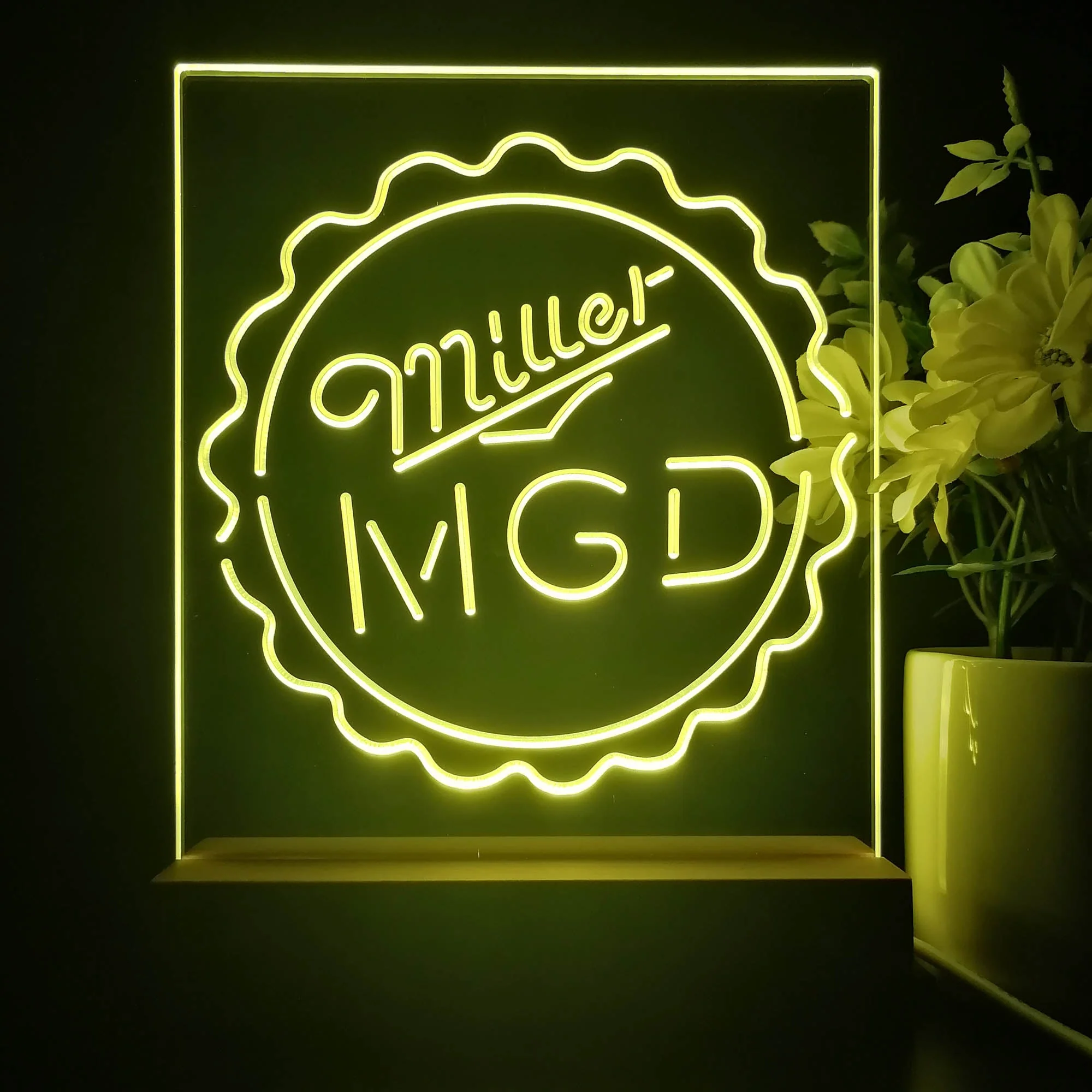 Miller Lite MGD Bottle Cap 3D Illusion Night Light Desk Lamp - Image 2