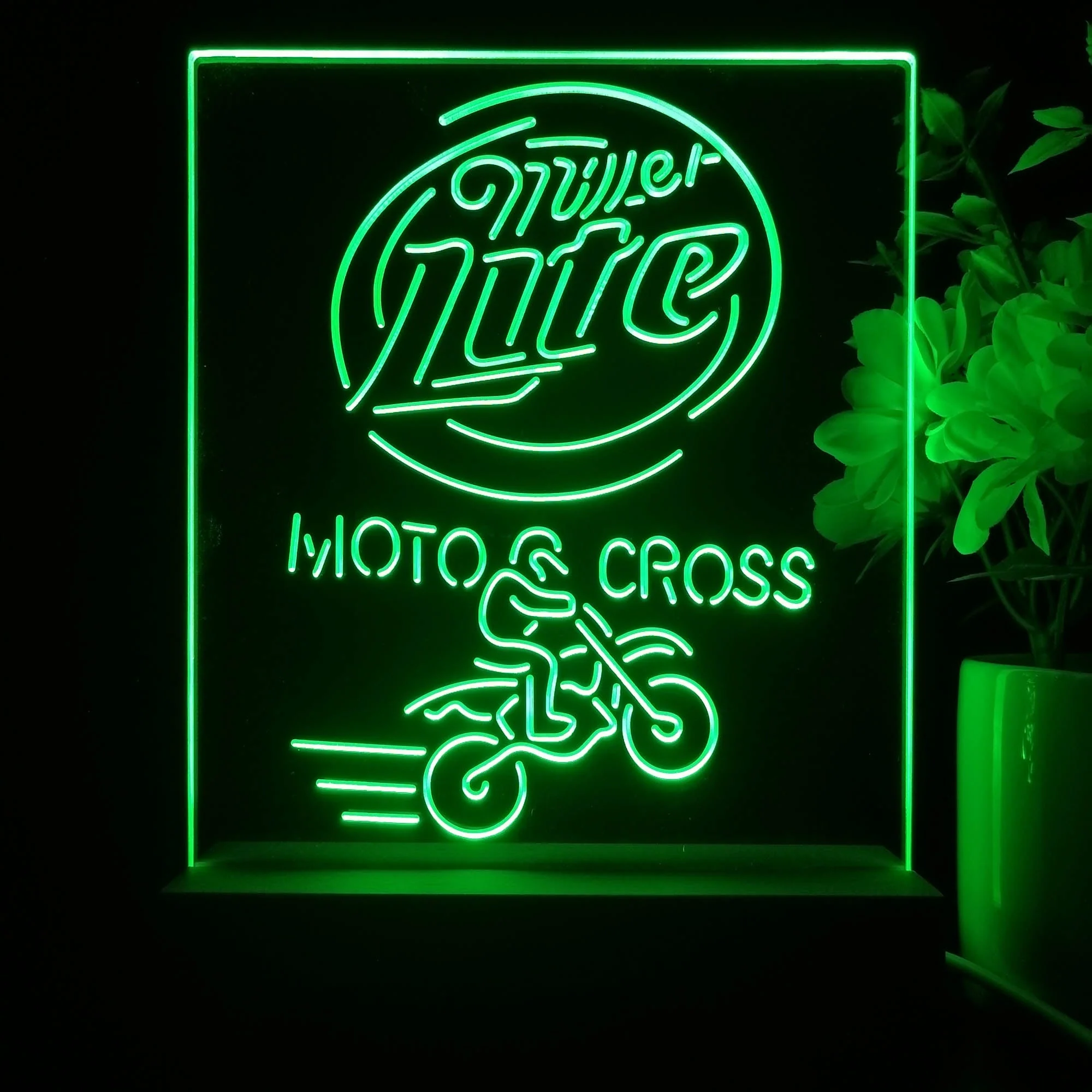 Miller Lite Moto Cross Motor Night Light Neon Pub Bar Lamp - Image 3