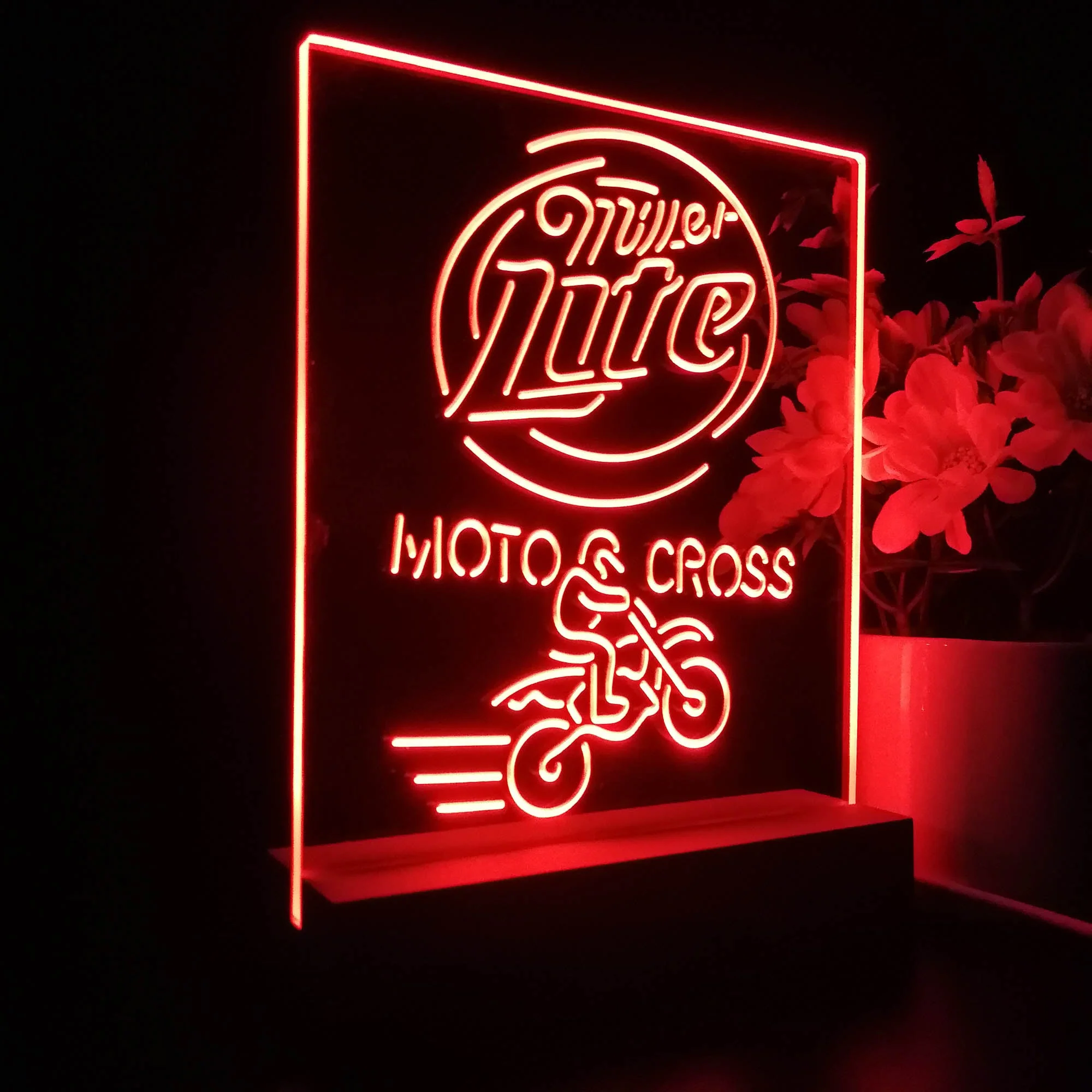 Miller Lite Moto Cross Motor Night Light Neon Pub Bar Lamp - Image 5
