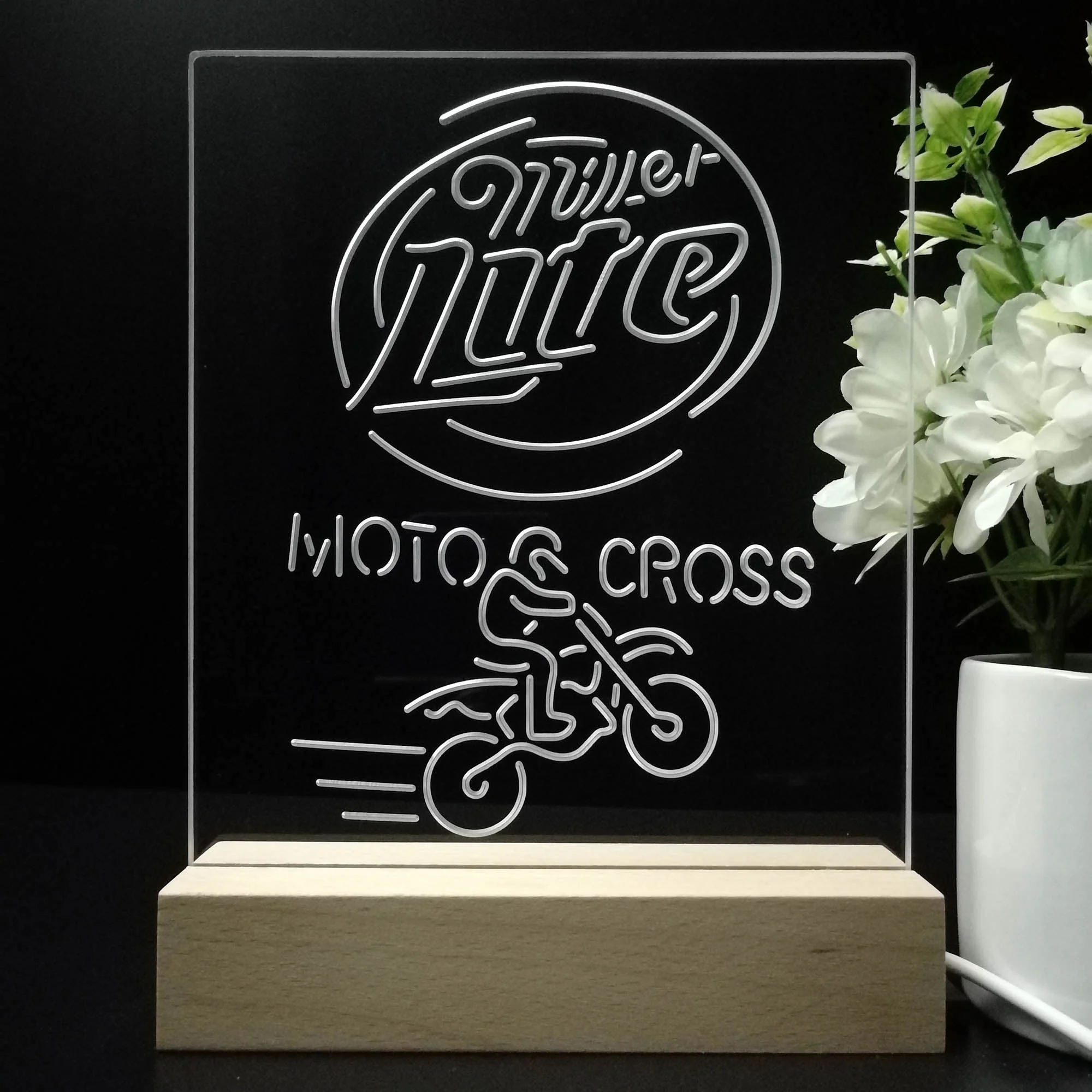 Miller Lite Moto Cross Motor Night Light Neon Pub Bar Lamp - Image 8