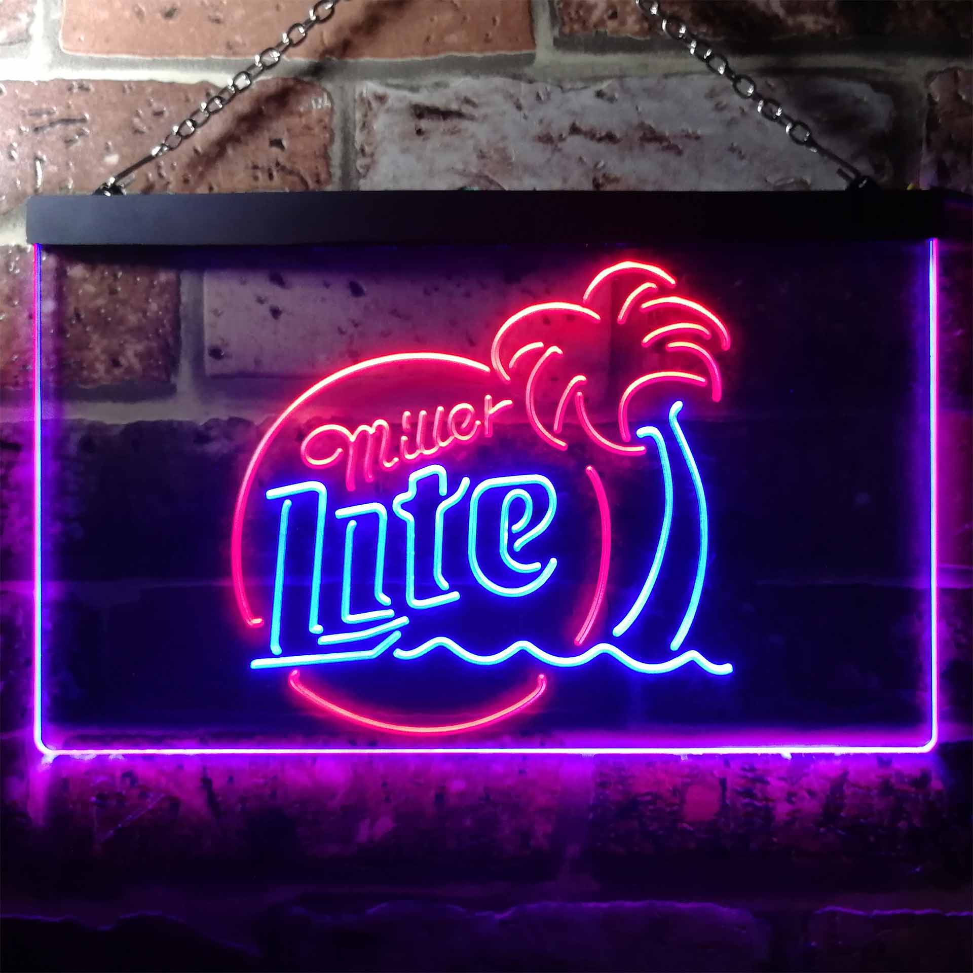 Miller Lite Palm Tree Beer Bar Home Bar Neon Light LED Sign - Image 8