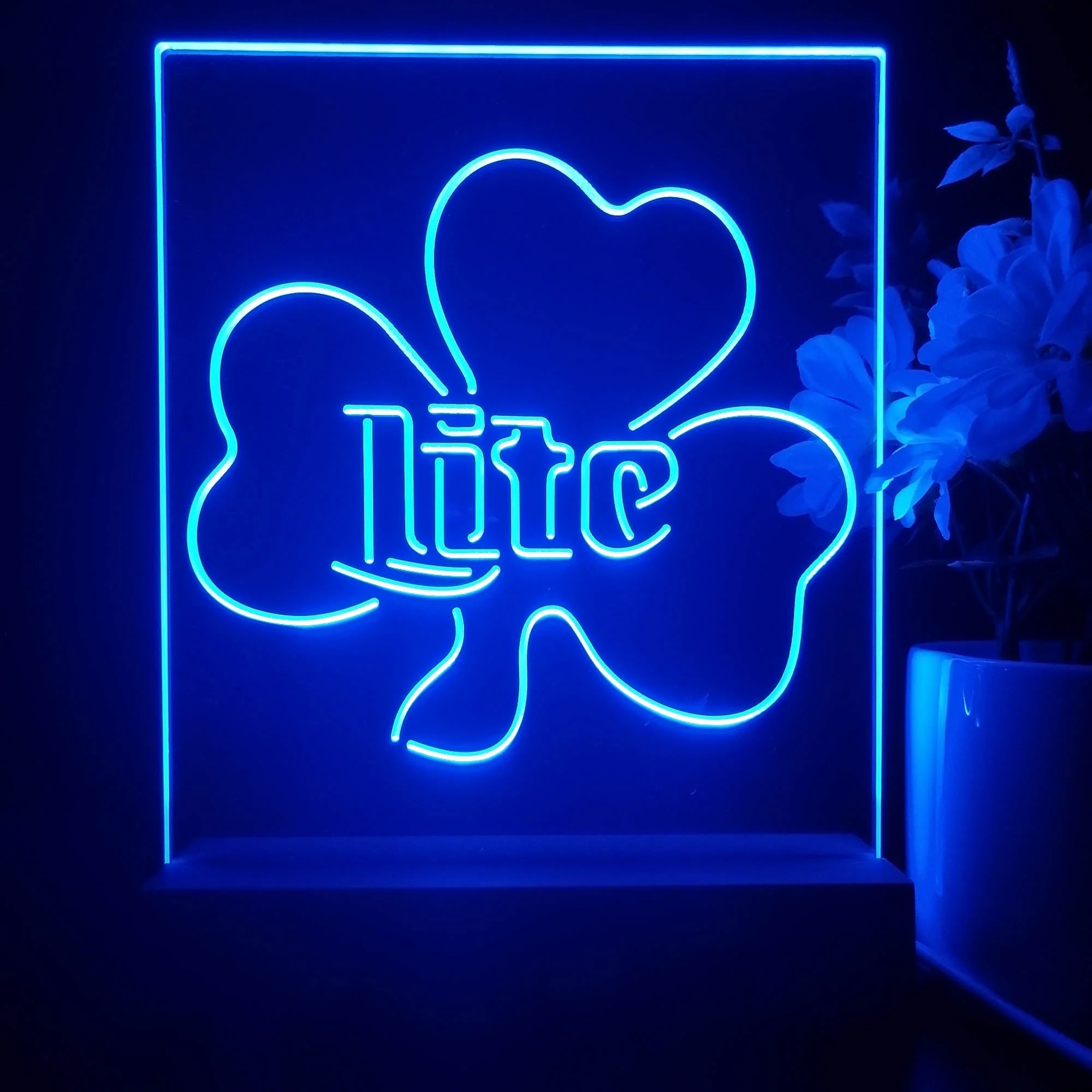 Miller Lite Shamrock Beer 3D Illusion Night Light Desk Lamp