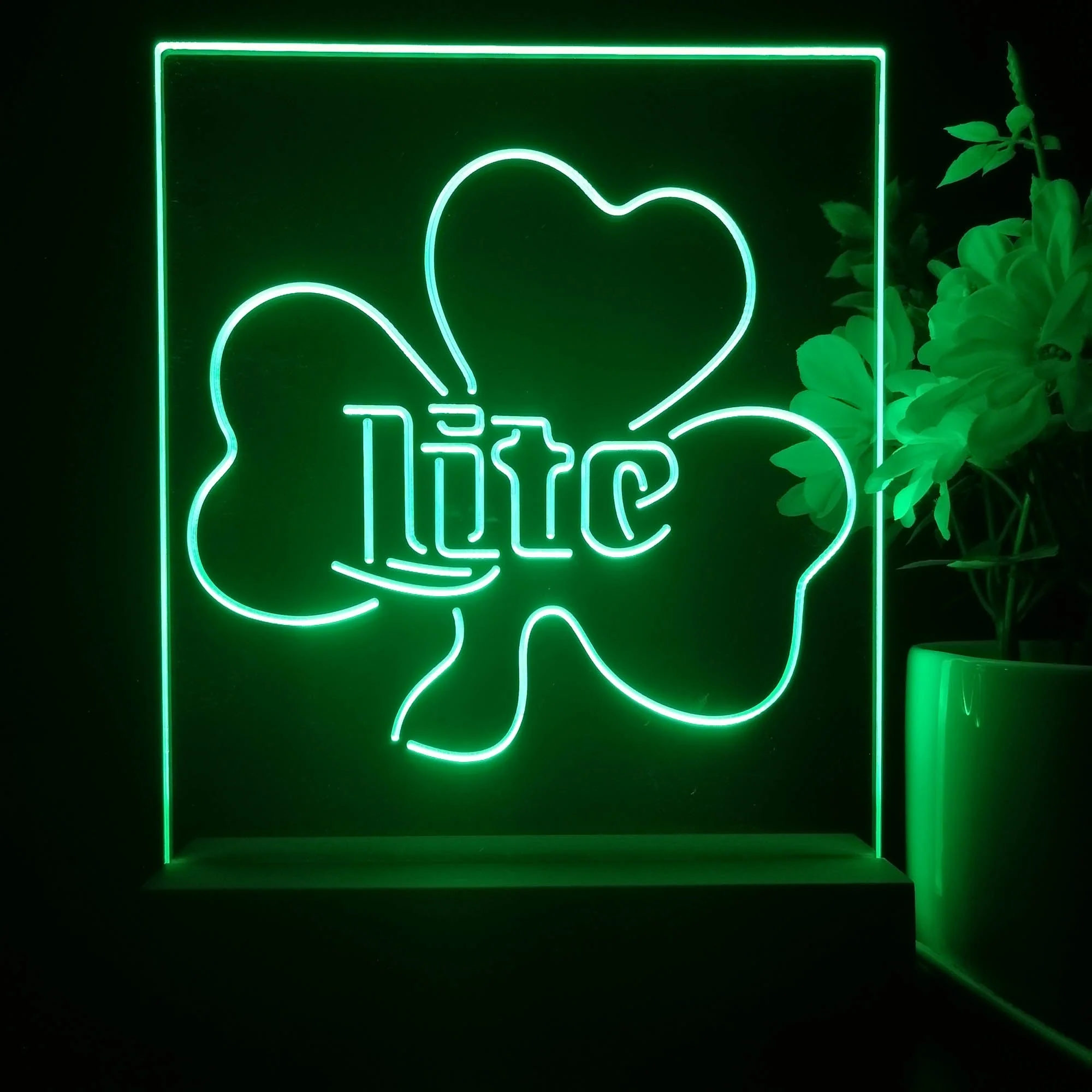 Miller Lite Shamrock Beer 3D Illusion Night Light Desk Lamp - Image 4