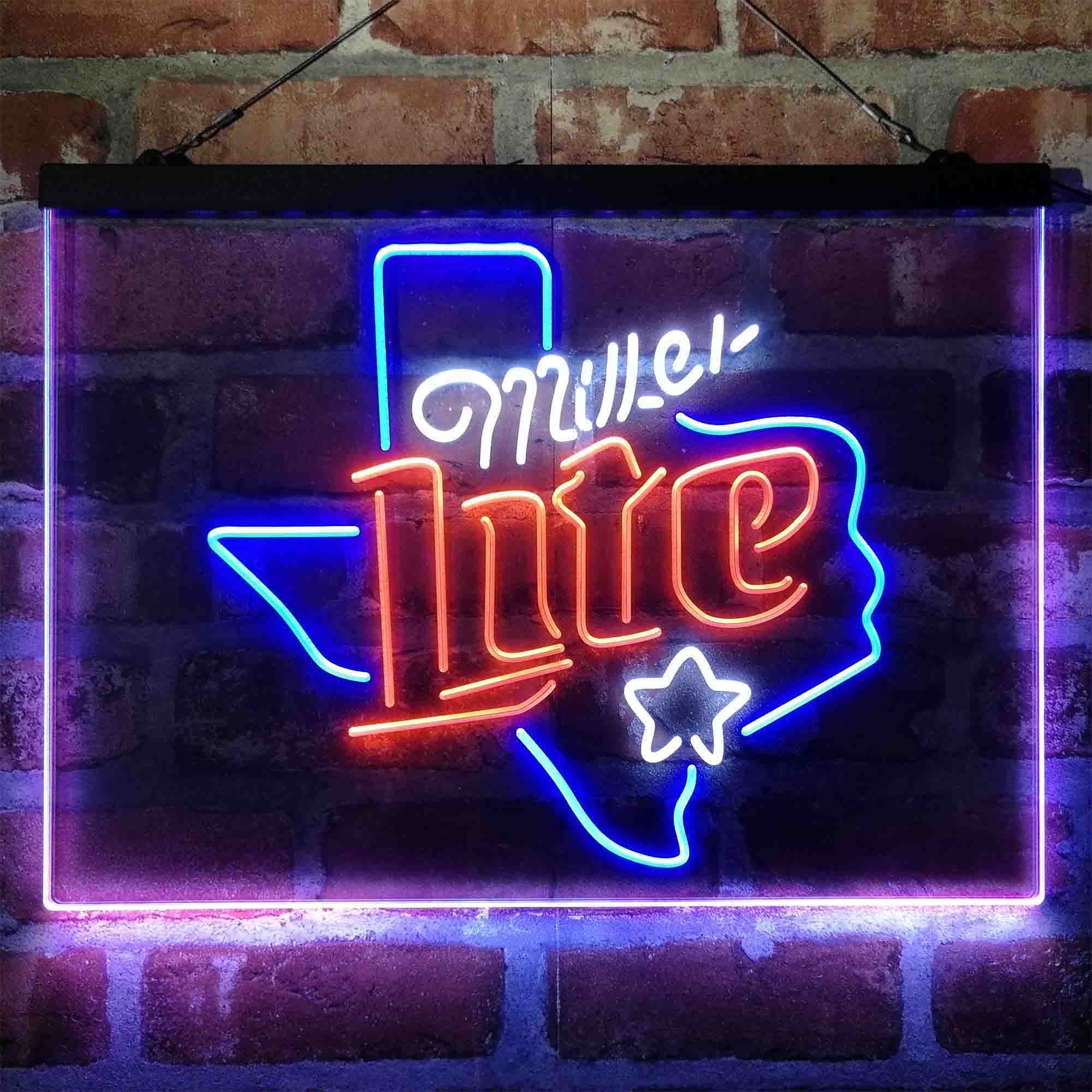 Miller Star Texas Beer Neon 3-Color LED Sign