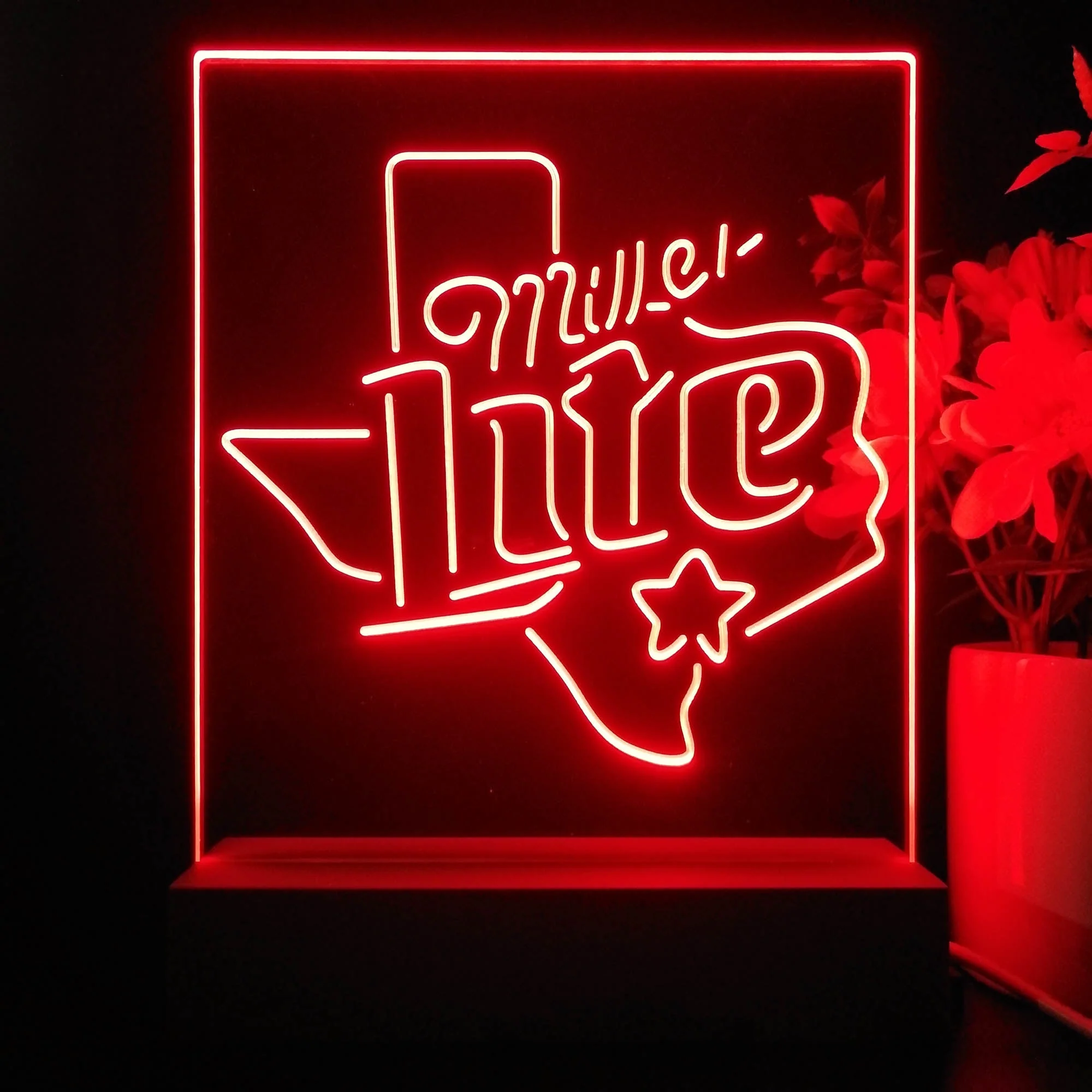 Miller Star Texas Beer 3D Illusion Night Light Desk Lamp