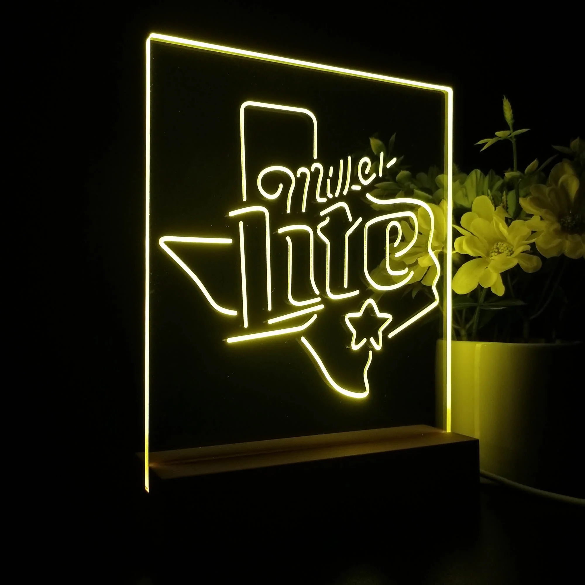 Miller Star Texas Beer 3D Illusion Night Light Desk Lamp - Image 7